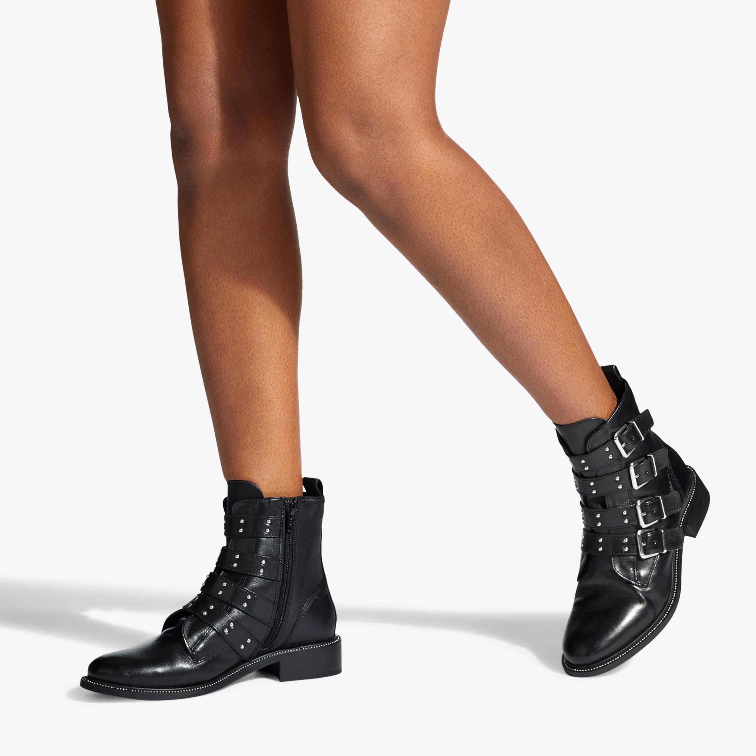 STRAP Black Buckled Biker Boot by CARVELA