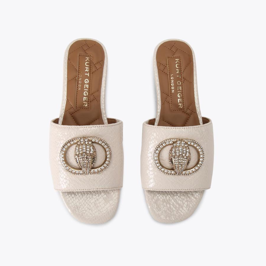 CHELSEA FLAT SANDAL Bone Leather Slip On Sandal by KURT