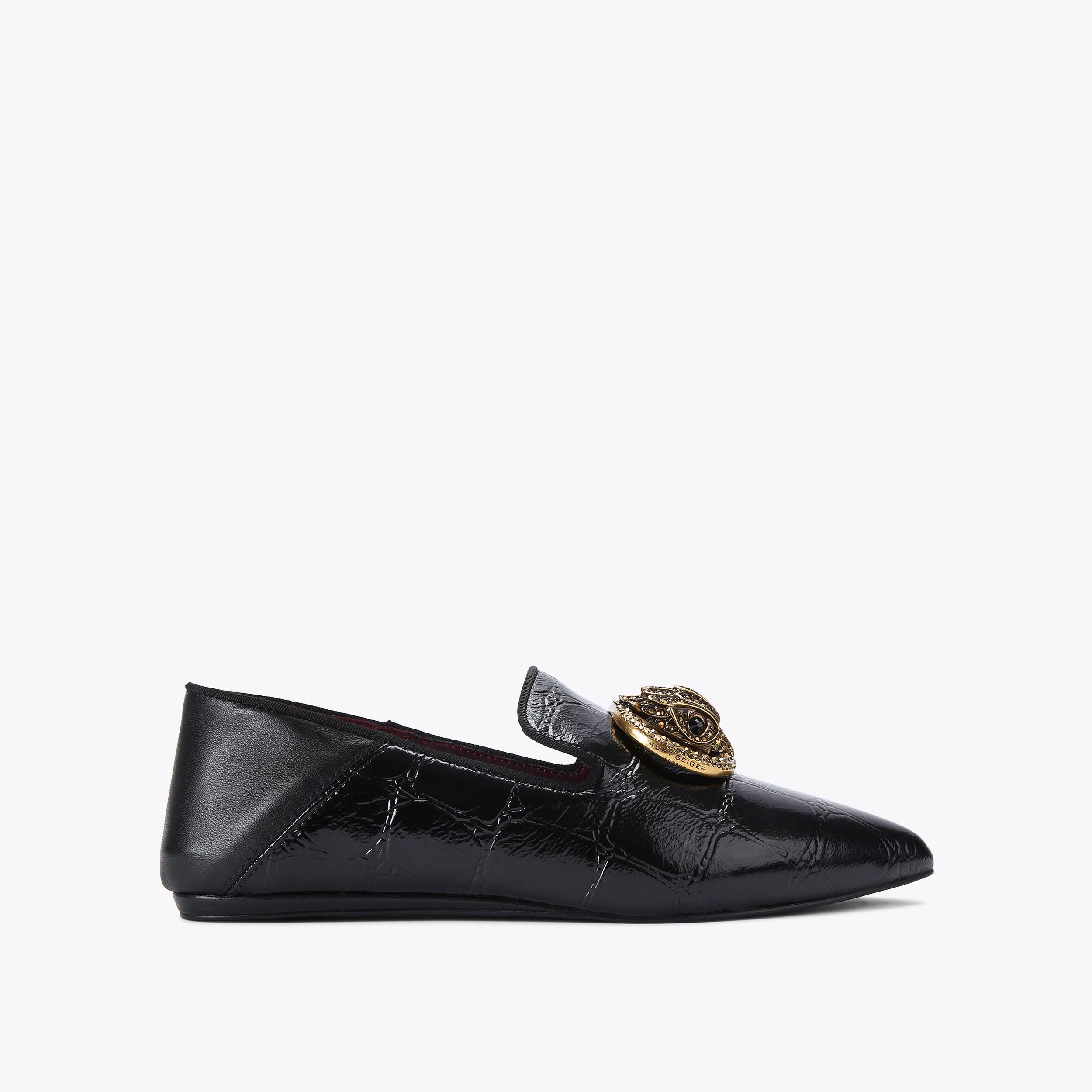 クラシック CHELSEA POINT SLIP ON Black Croc Slip On Loafer by KURT 靴