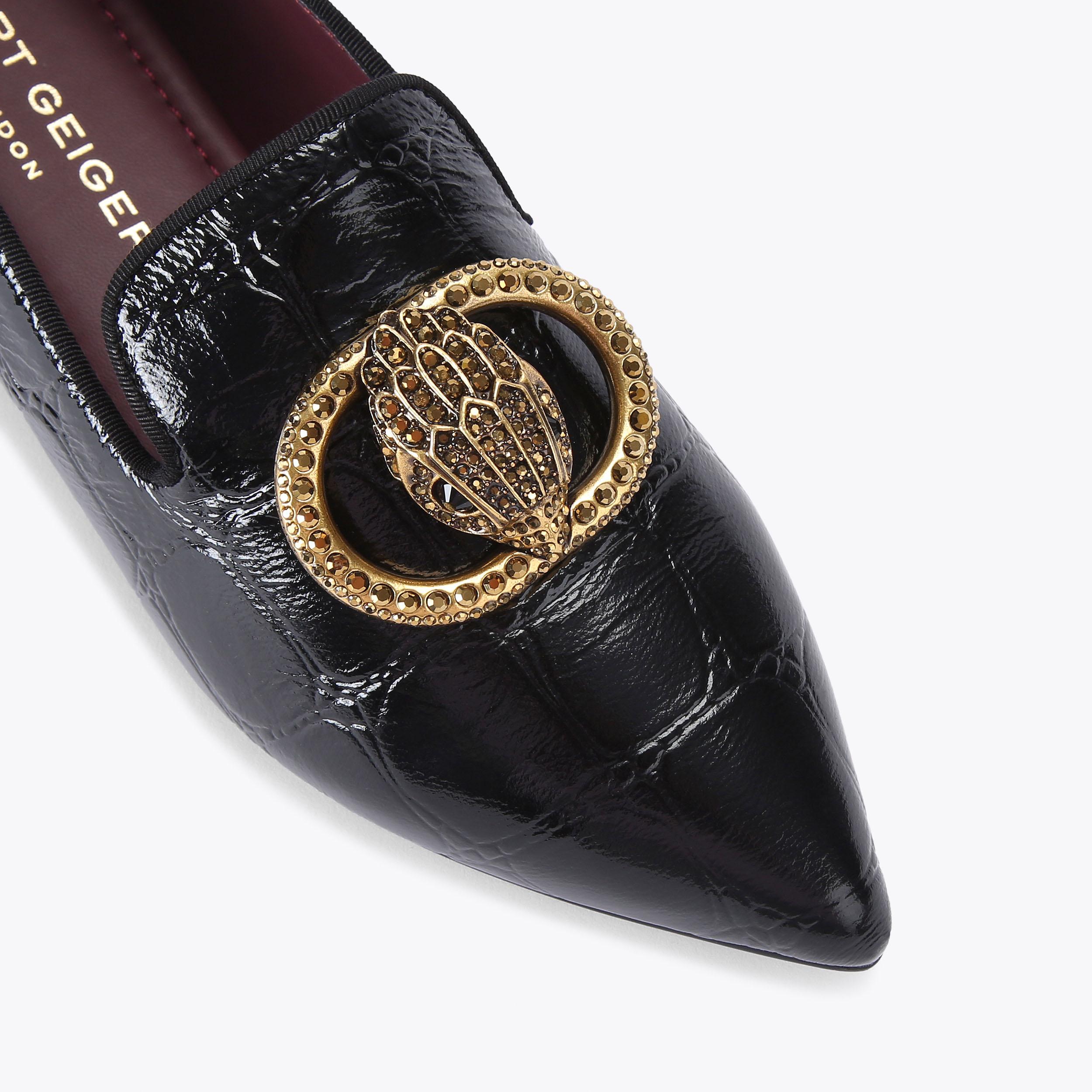 CHELSEA POINT SLIP ON Black Croc Slip On Loafer by KURT