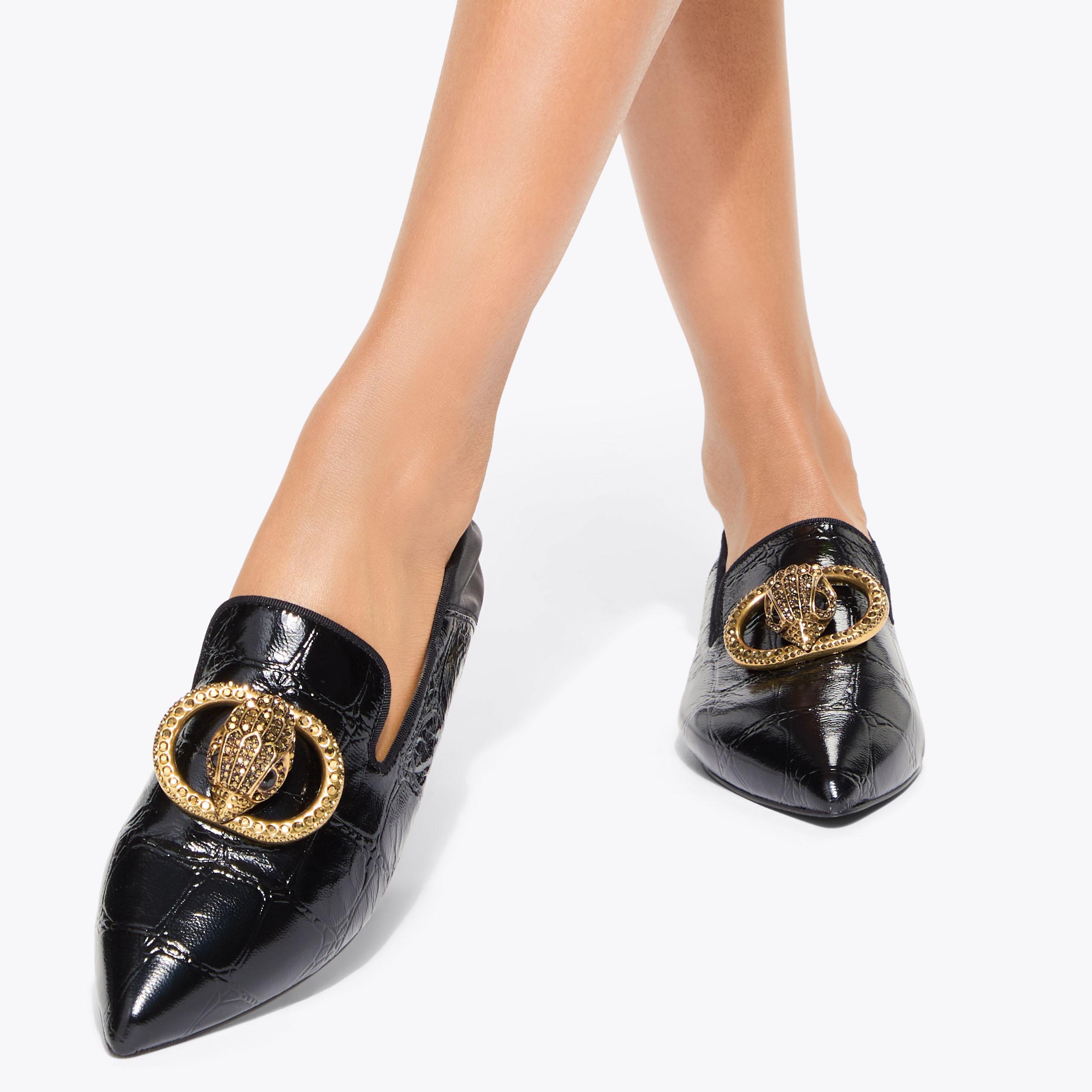 CHELSEA POINT SLIP ON Black Croc Slip On Loafer by KURT