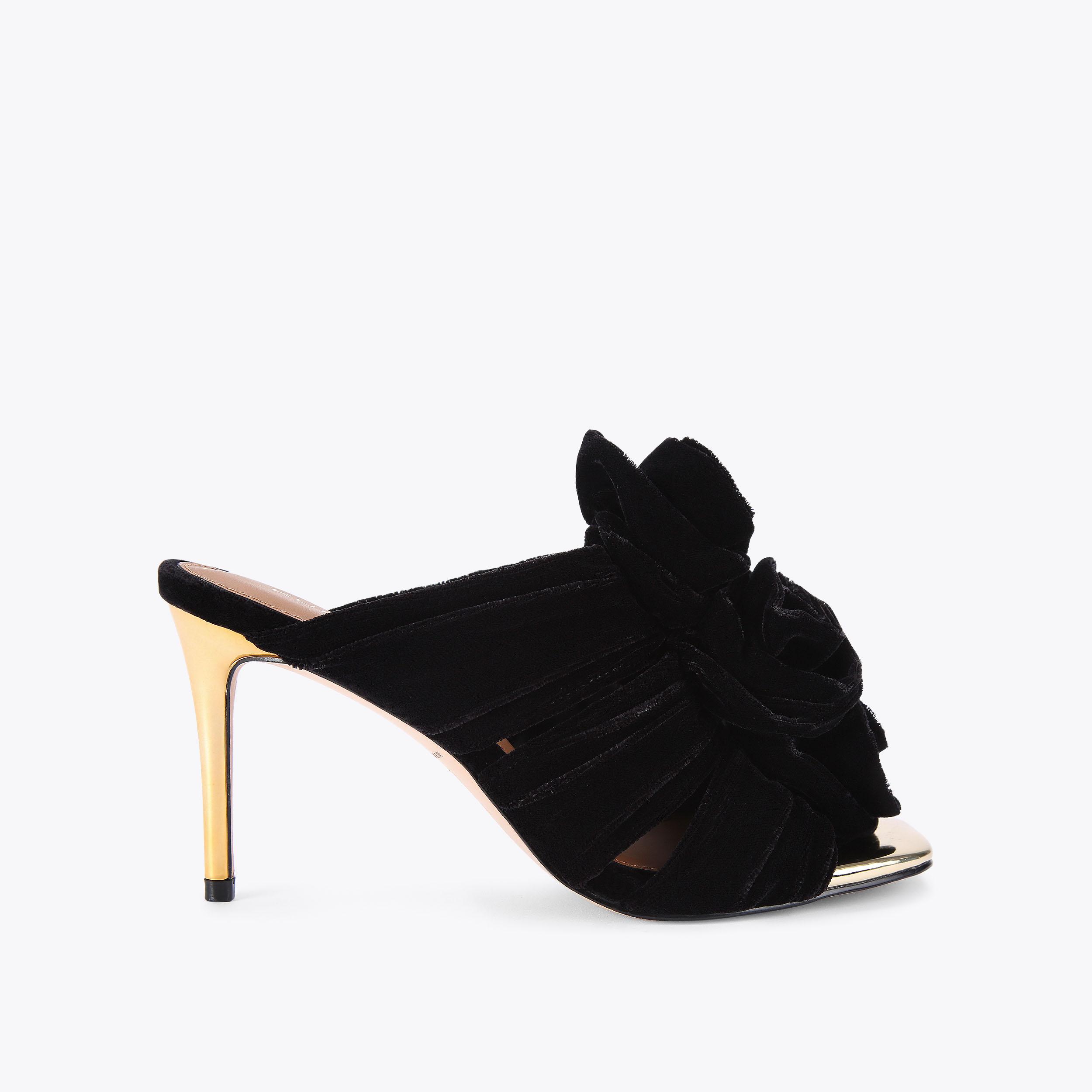 Velvet mules heels sales