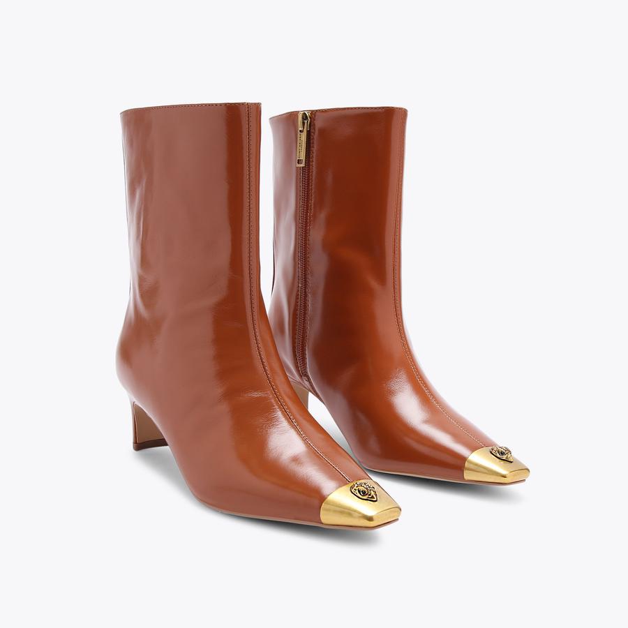 REGENT ANKLE BOOT Mid Brown Patent Ankle Boot by KURT GEIGER LONDON