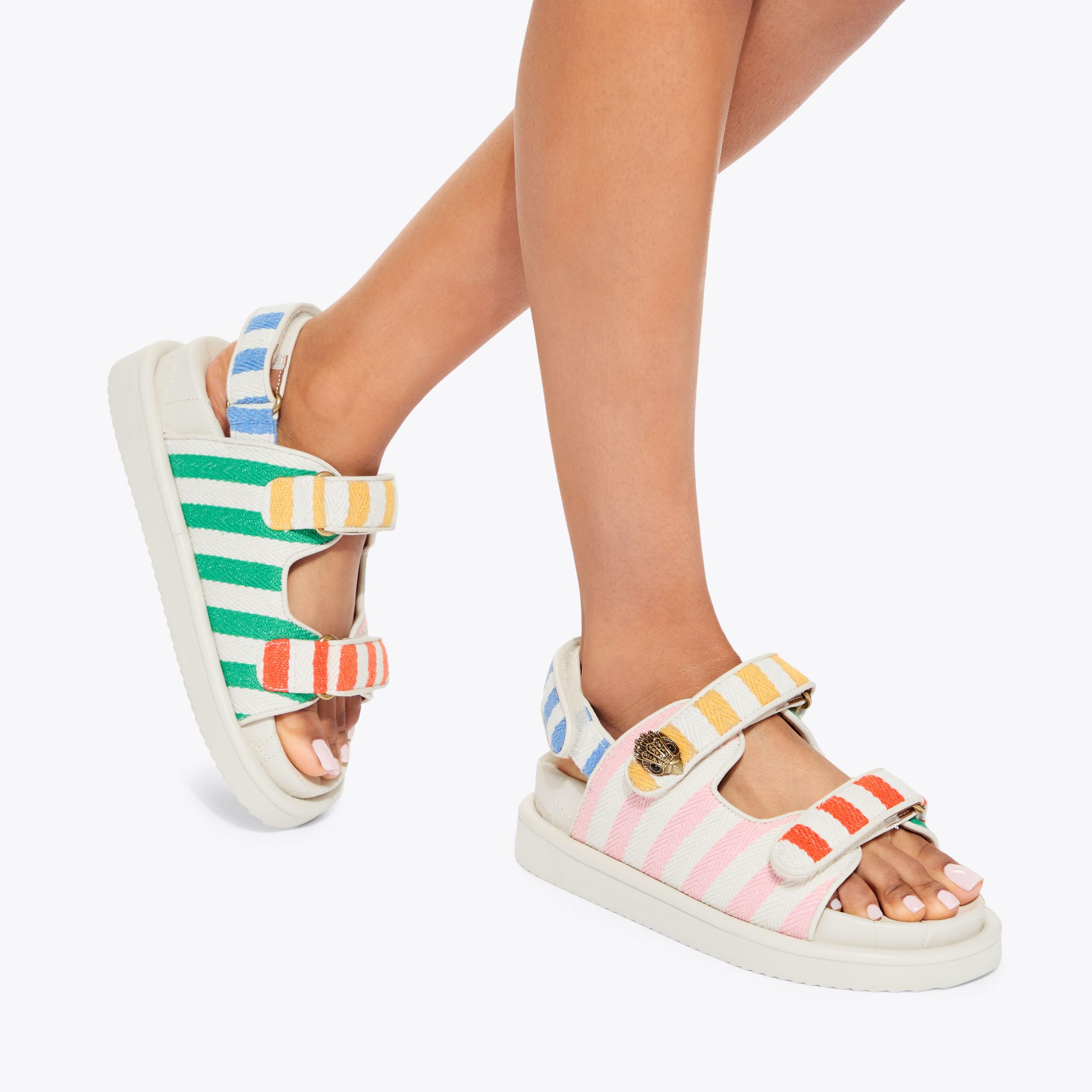 ORSON Canvas Rainbow Stripe Sandal by KURT GEIGER LONDON