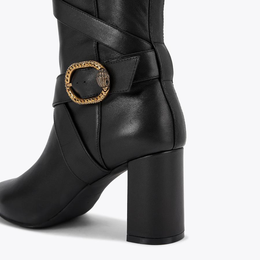 MAYFAIR STRAPPY KNEE BOOT Black Leather Knee High Boot by KURT GEIGER LONDON