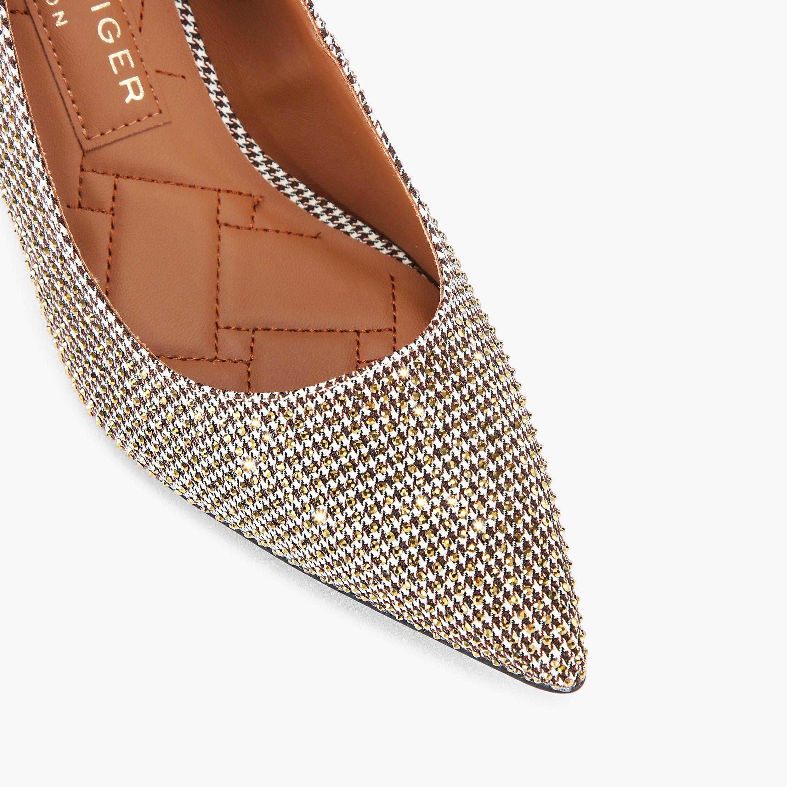 KENSINGTON FLEXI 65 Beige Houndstooth Court Heel by KURT GEIGER LONDON