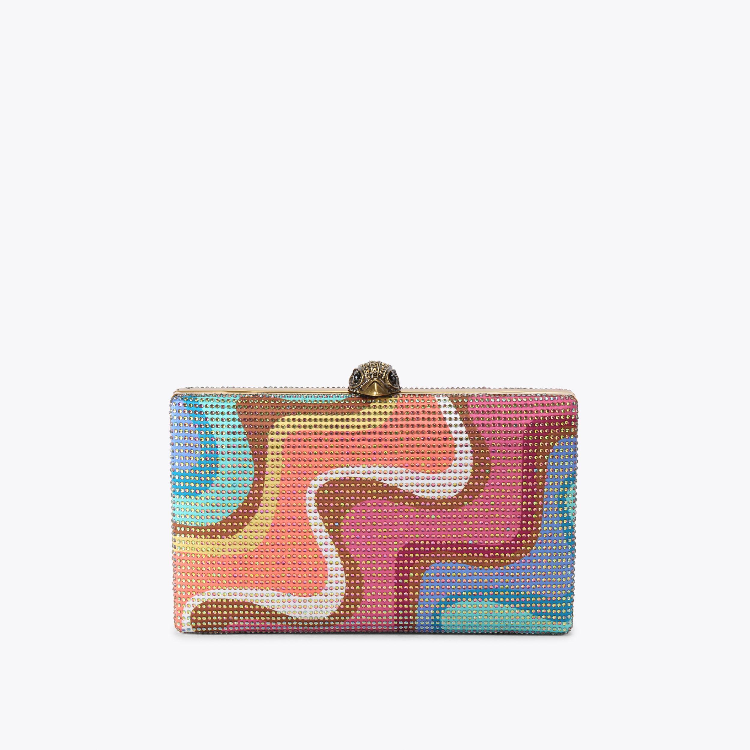 【美品】Louren flower jacquard clutch bag CRYSTAL QUILT BOX CLUTCH Ombre Rainbow Clutch Bag by KURT