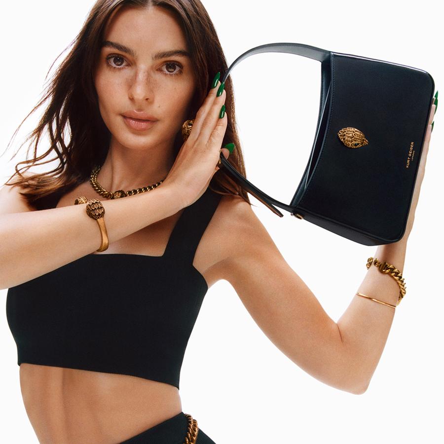 BOND SHOULDER BAG Black Patent Leather Shoulder Bag by KURT GEIGER LONDON