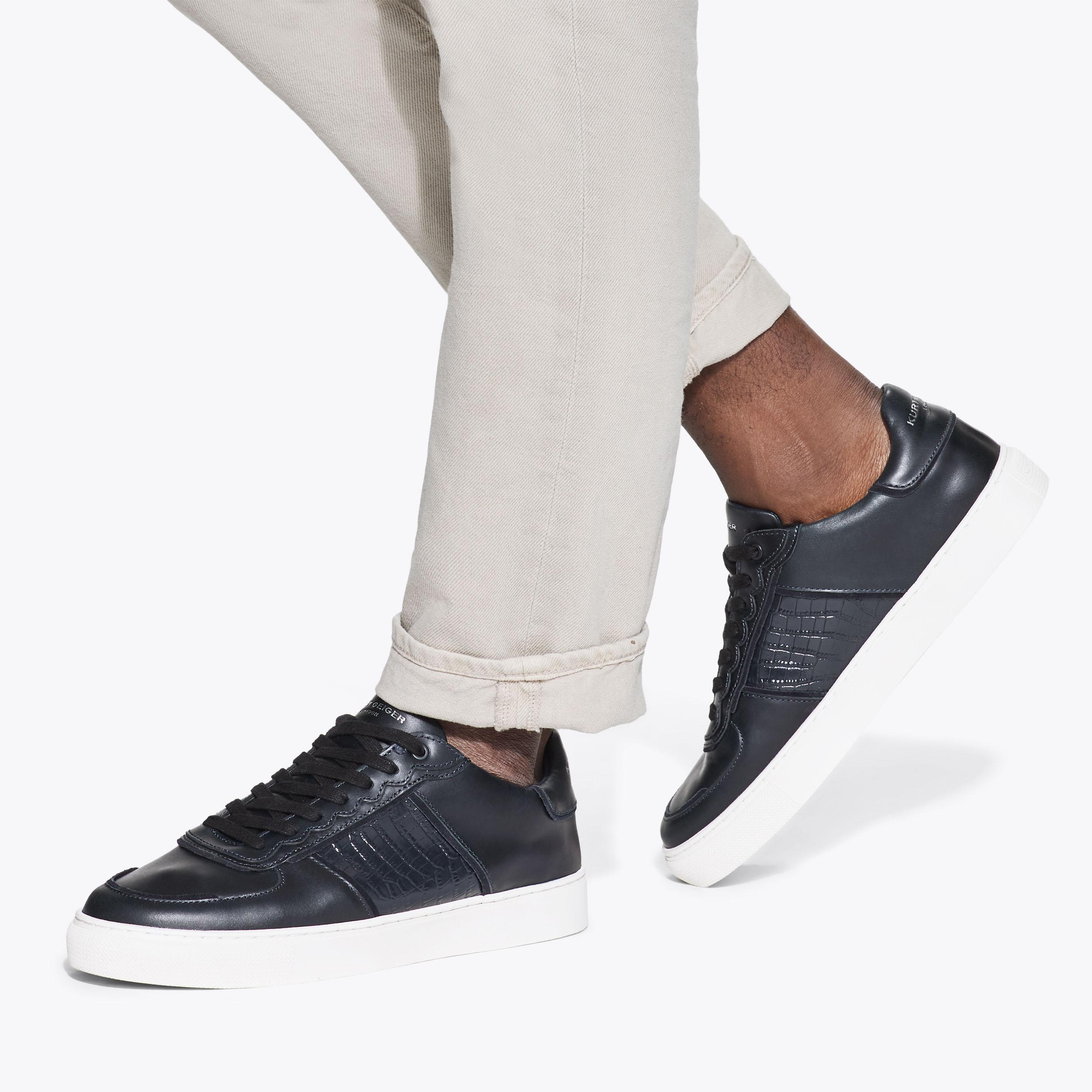 LENNON COURT Navy Croc Sneaker by KURT GEIGER LONDON