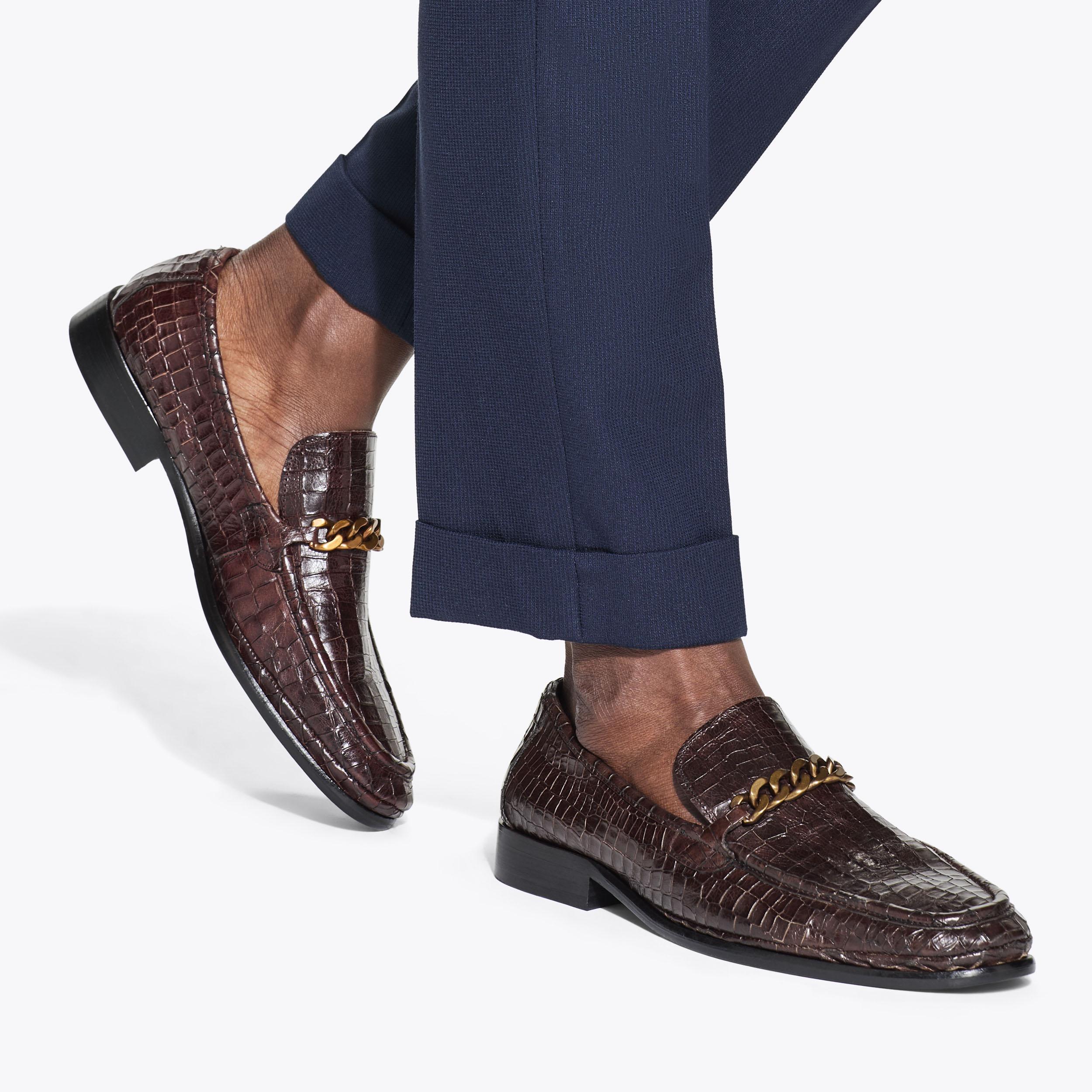 LUCA LOAFER Brown Croc Loafers by KURT GEIGER LONDON