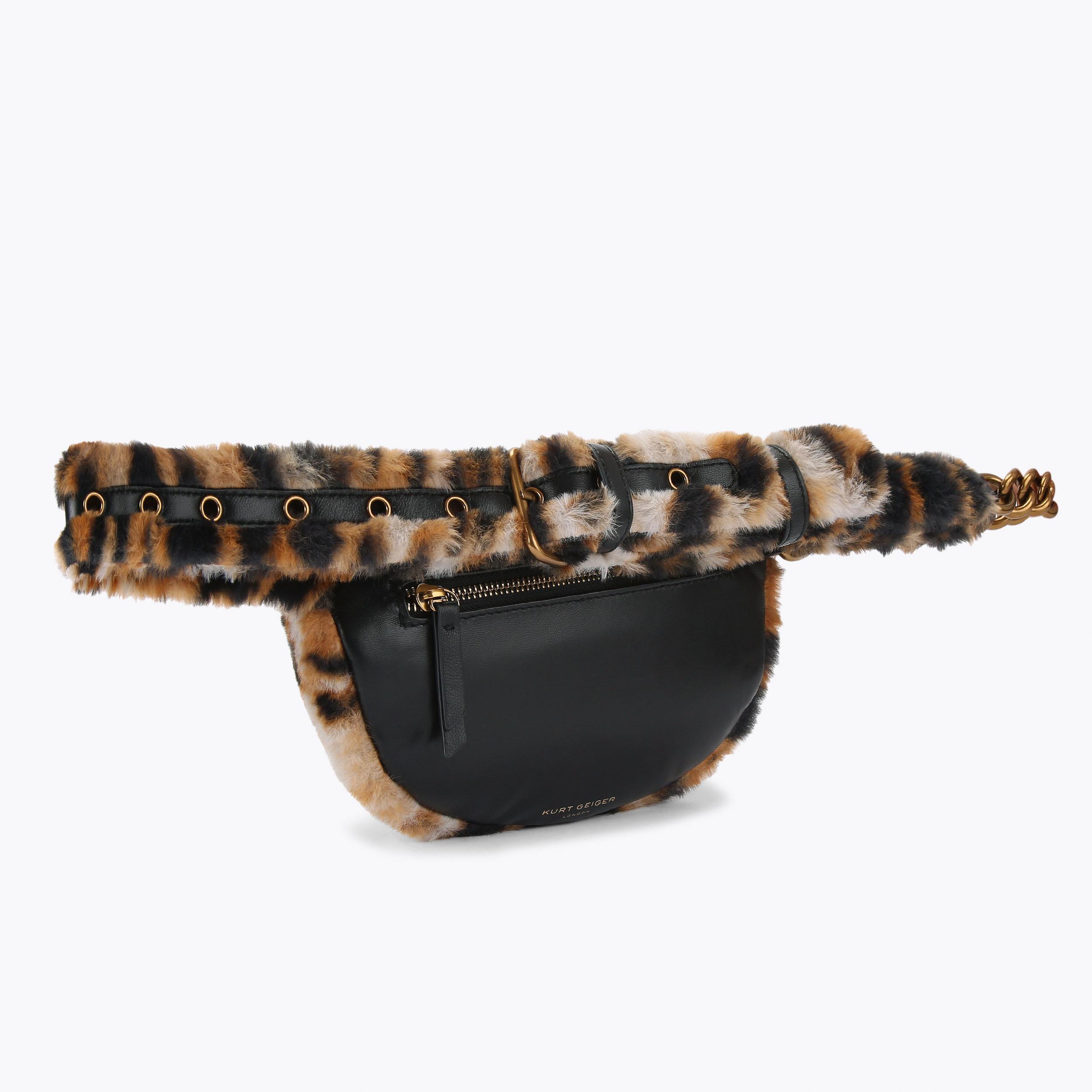 SM KENSINGTON BELTBAG Leopard Print Faux Fur Belt Bag by KURT GEIGER LONDON