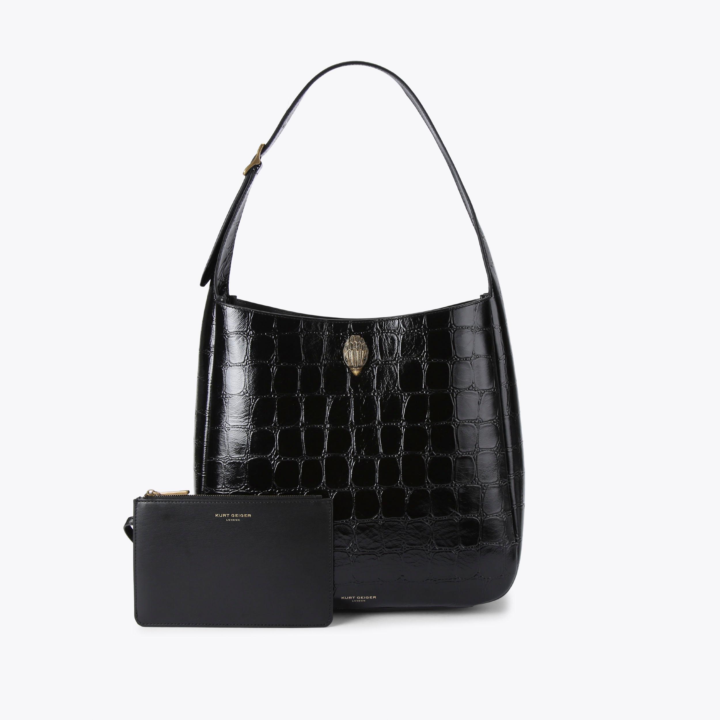 Black croc shoulder bag online