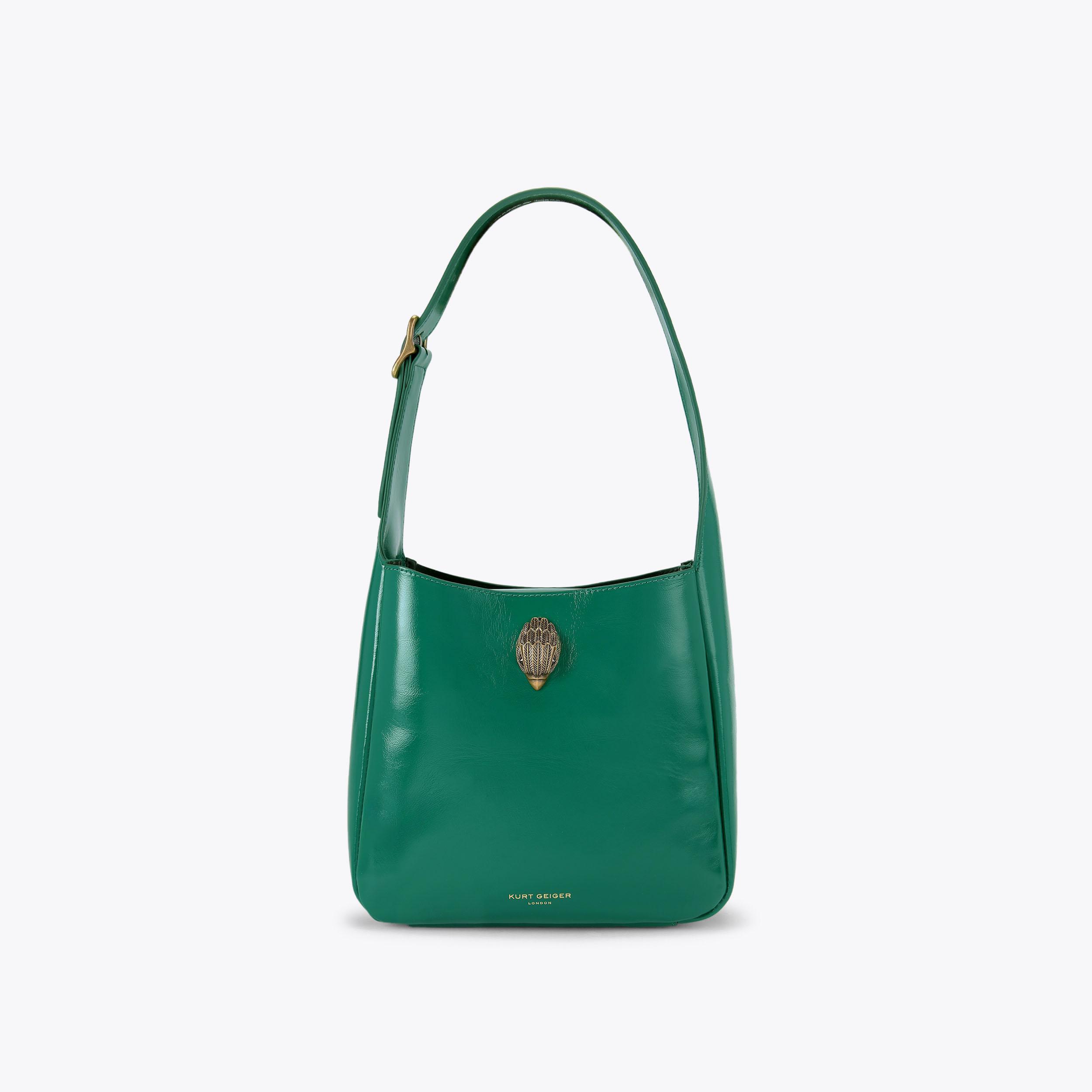 SMALL BOND HOBO Green Leather Hobo Shoulder Bag by KURT GEIGER LONDON