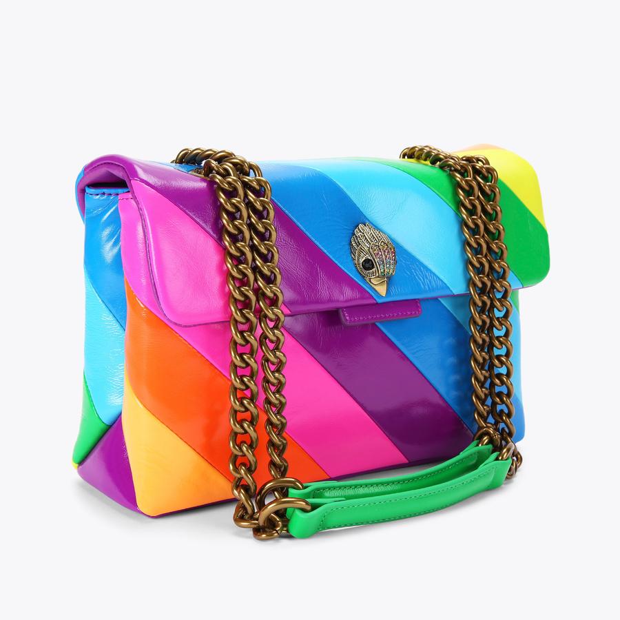 LEATHER KENSINGTON L Neon Rainbow Stripe Shoulder Bag by KURT GEIGER LONDON