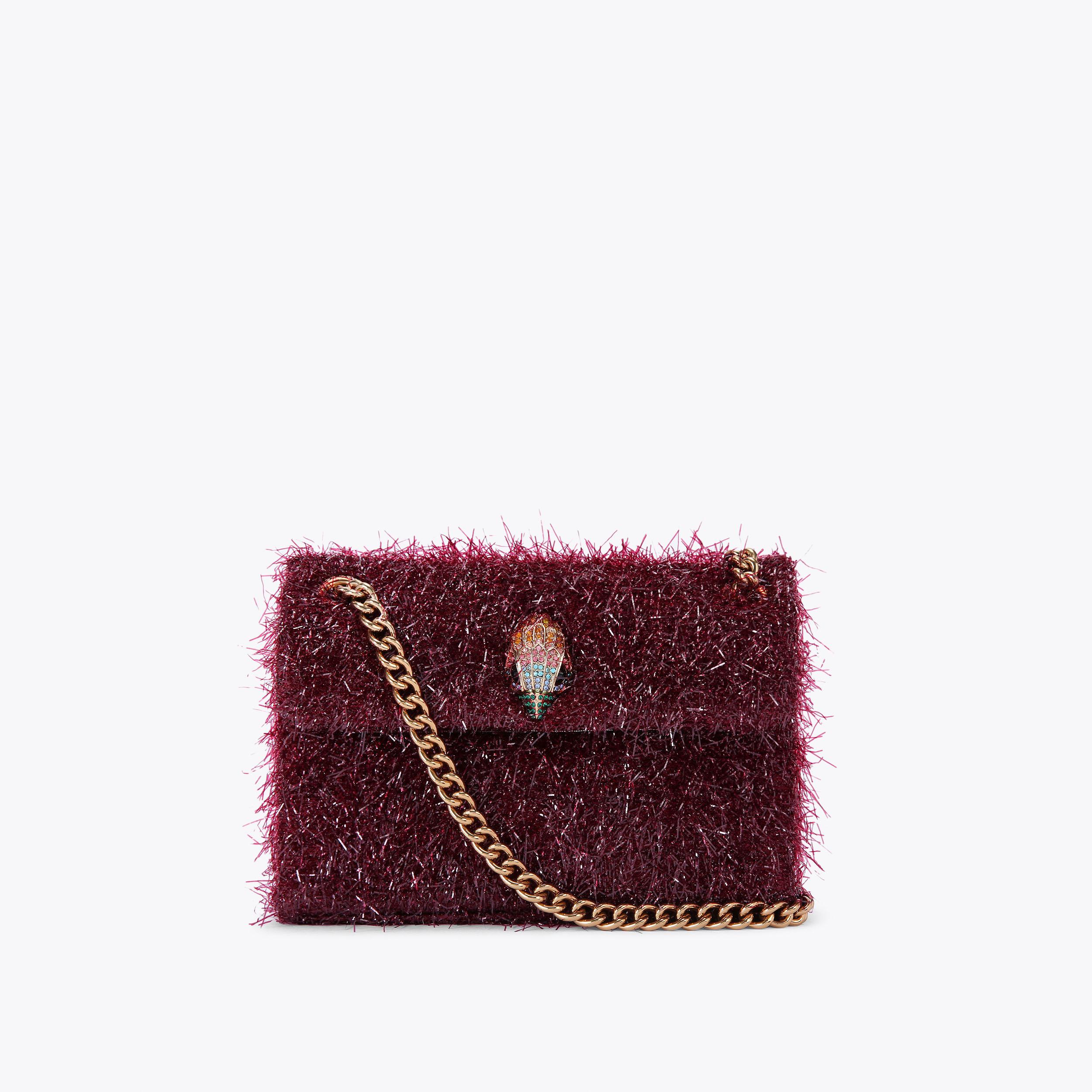 MINI KENSINGTON TINSEL Wine Tinsel Cross Body Bag by KURT GEIGER LONDON