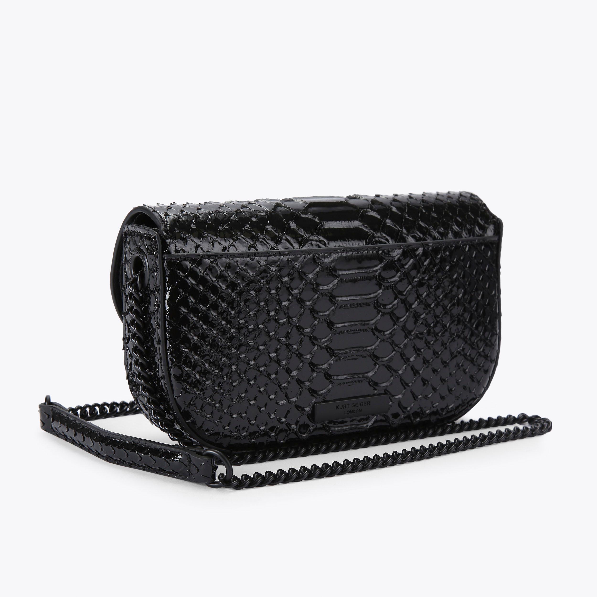 SM CHELSEA XBODY Black Snake Embossed Cross Body Bag by KURT
