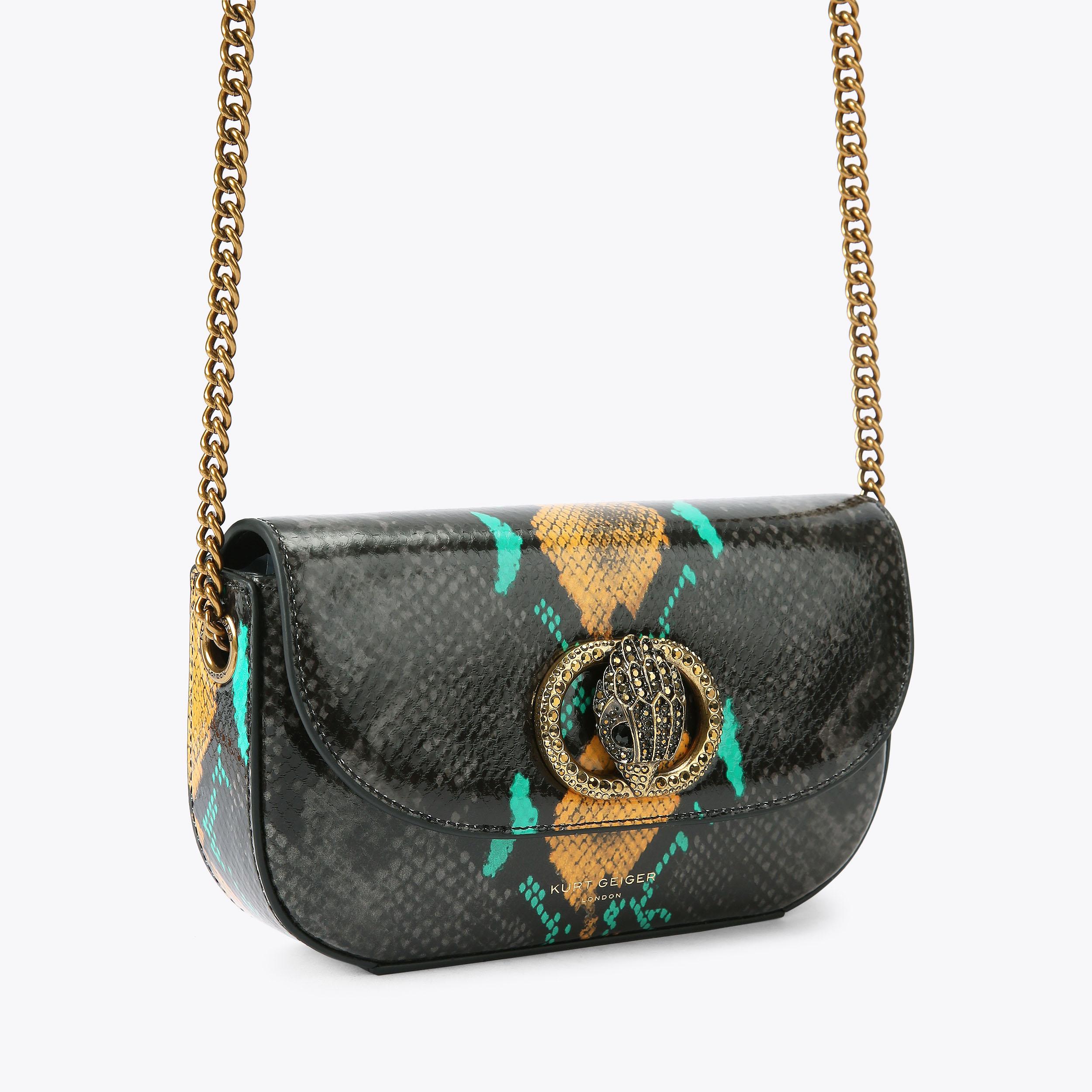 SM CHELSEA XBODY Snake Print Cross Body Bag by KURT GEIGER LONDON