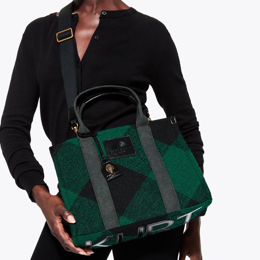 TWEED SOUTHBANK TOTE Green Tweed Tote Bag by KURT GEIGER LONDON
