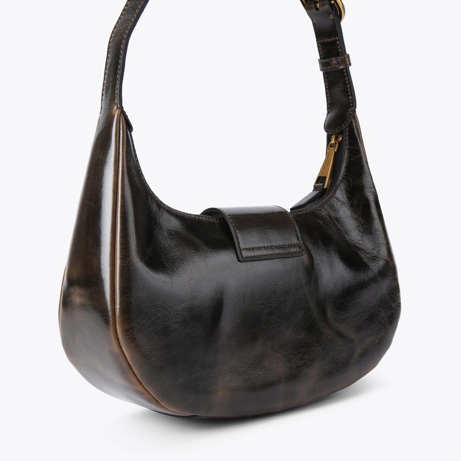 CHELSEA HOBO Dark Brown Leather Shoulder Bag by KURT GEIGER LONDON