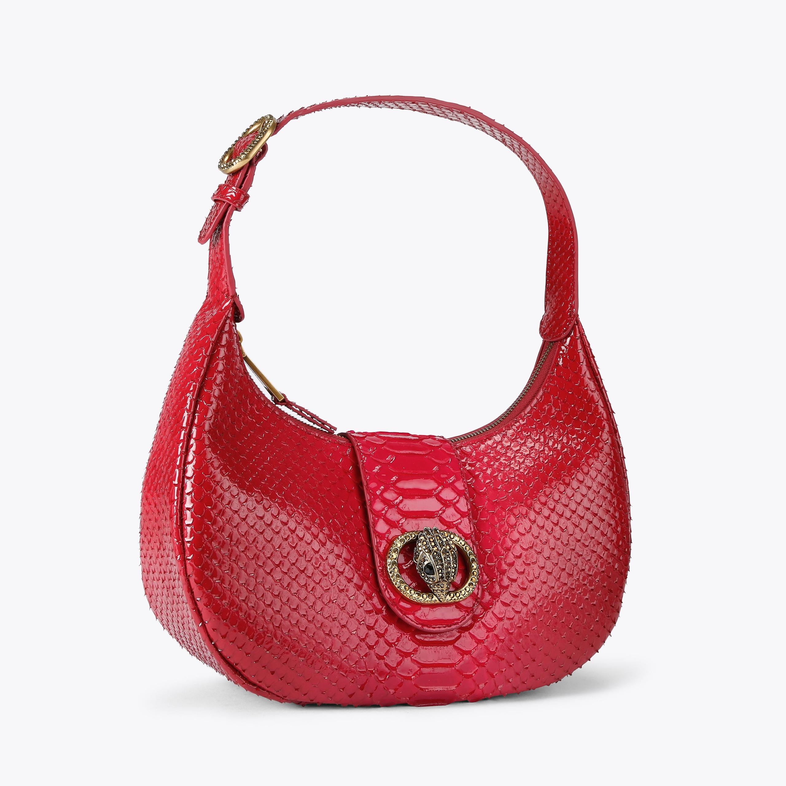 CHELSEA HOBO Dark Red Embossed Hobo Bag by KURT GEIGER LONDON