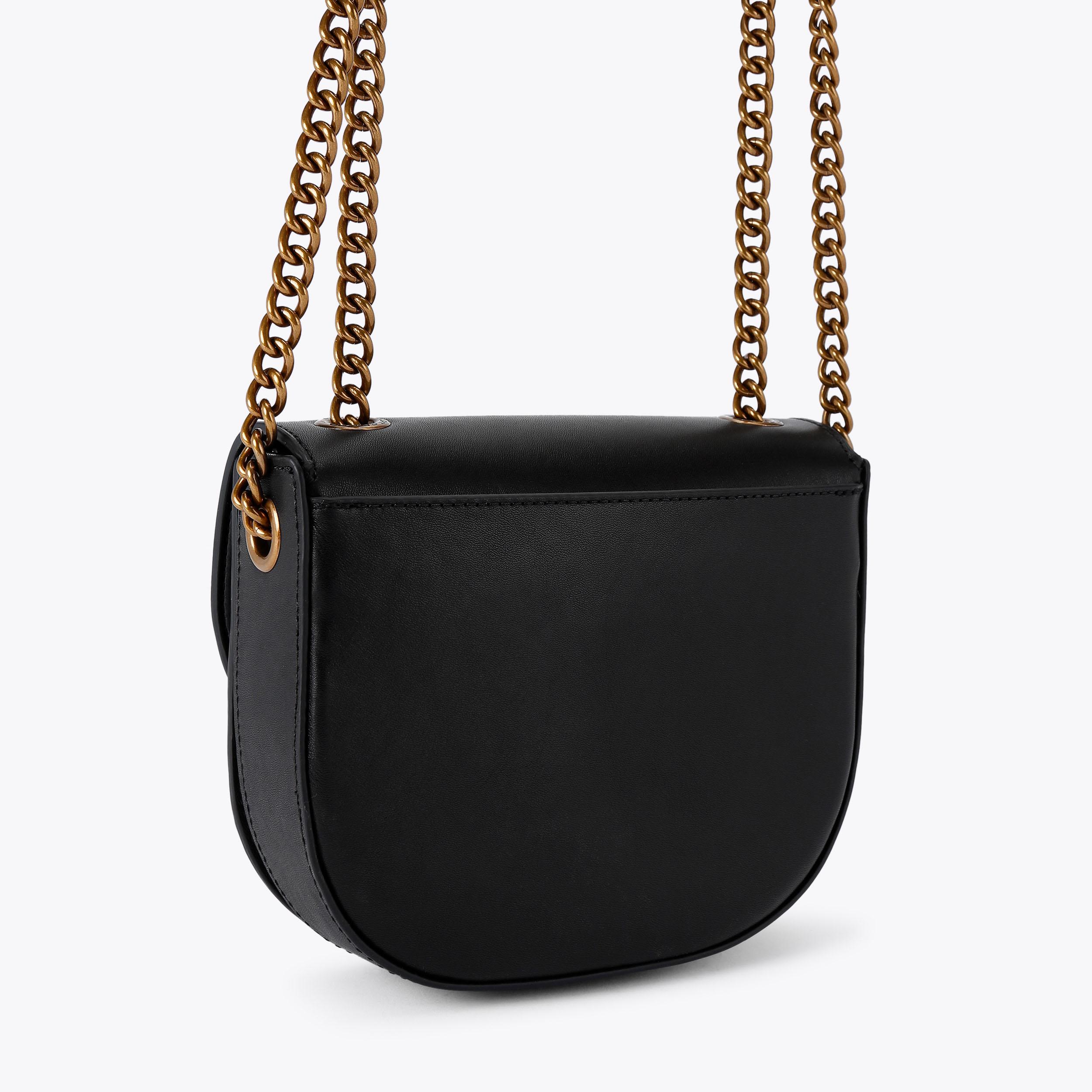 CHELSEA SADDLE BAG Black Saddle Cross Body Bag by KURT GEIGER LONDON