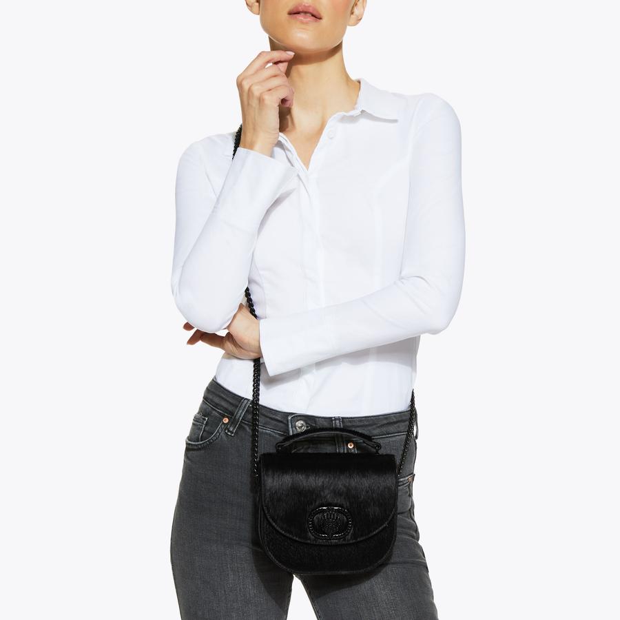 CHELSEA SADDLE BAG DR Black Cross Body Saddle by KURT GEIGER LONDON