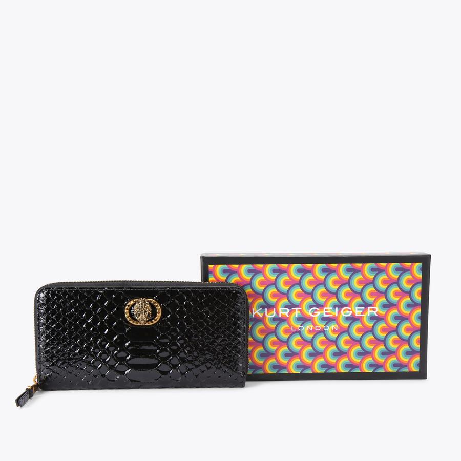 CHELSEA ZIP AROUND W Zip Around Wallet Black by KURT GEIGER LONDON