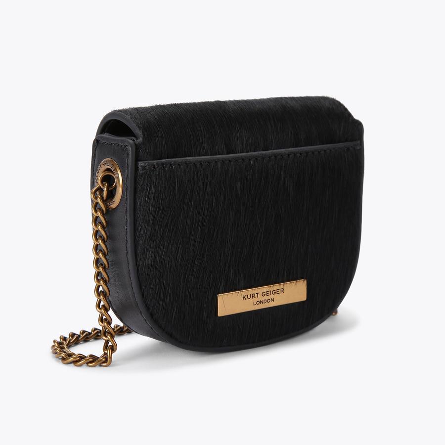 MICRO CHELSEA SADDLE Black Horsehair Micro Bag by KURT GEIGER LONDON