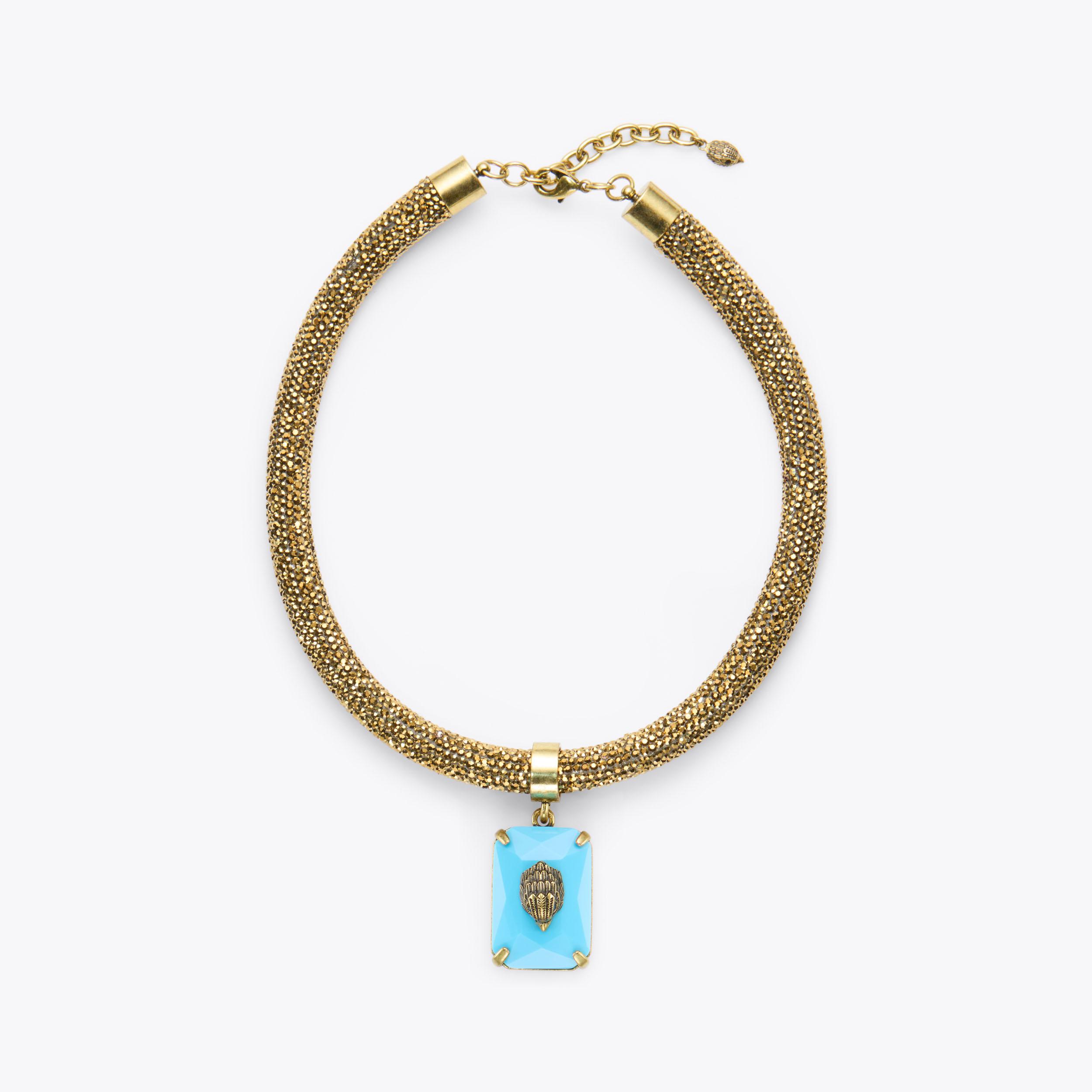CRYSTAL ROPE NECKLACE Brass Crystal Chain by KURT GEIGER LONDON