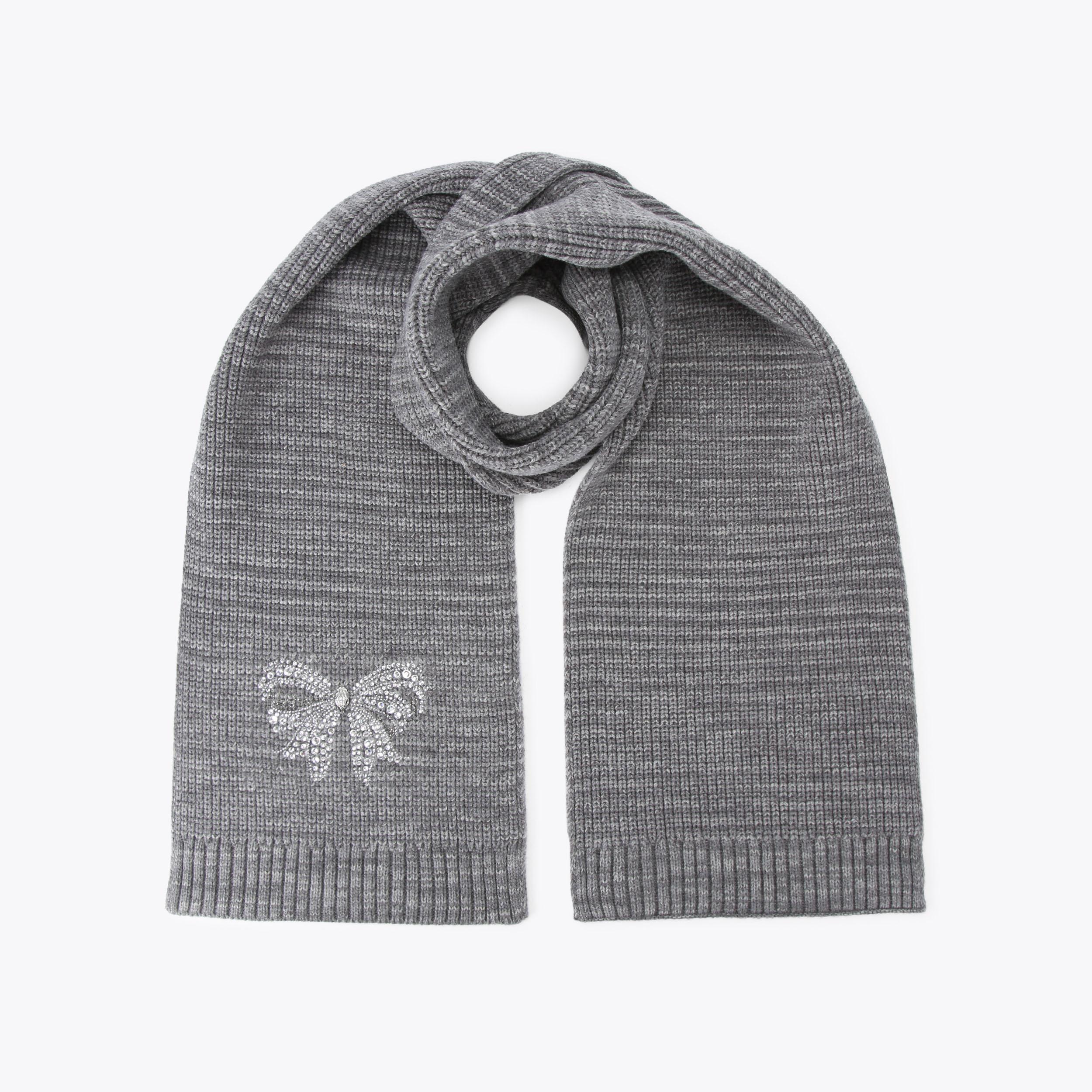 BELGRAVIA BOW SCARF Grey Knitted Scarf by KURT GEIGER LONDON