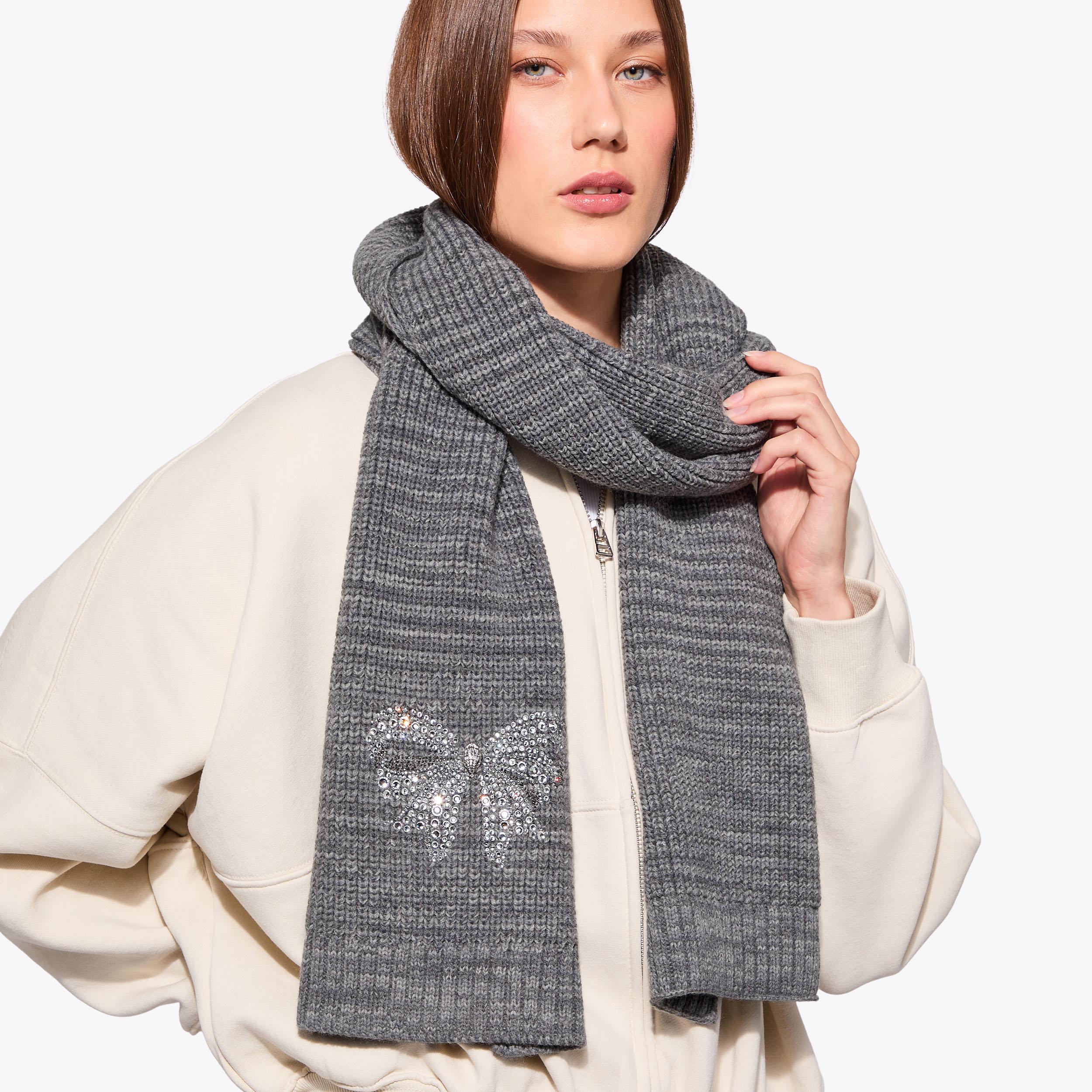 BELGRAVIA BOW SCARF Grey Knitted Scarf by KURT GEIGER LONDON