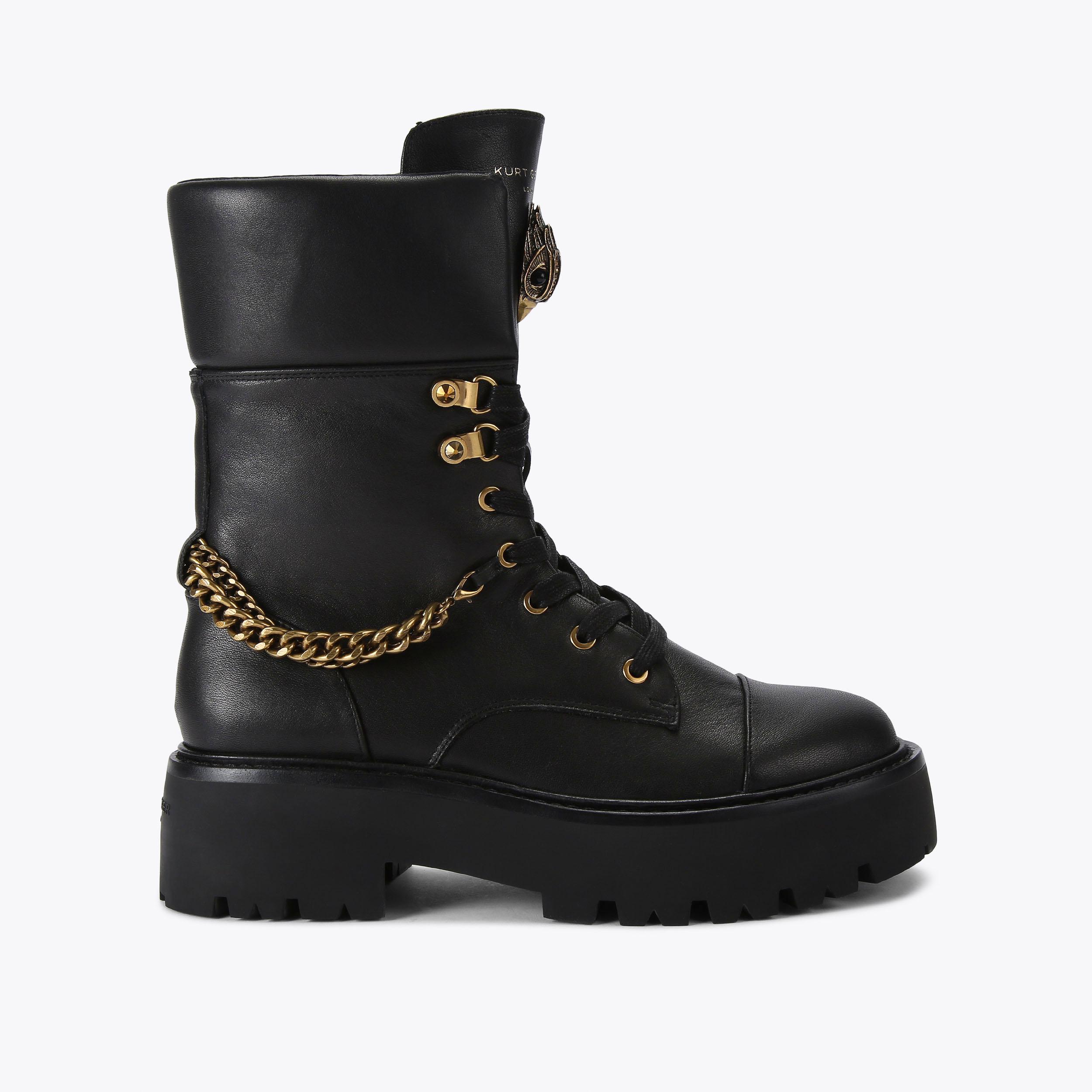 KENSINGTON COMBAT BOOT Black Combat Boot by KURT GEIGER LONDON