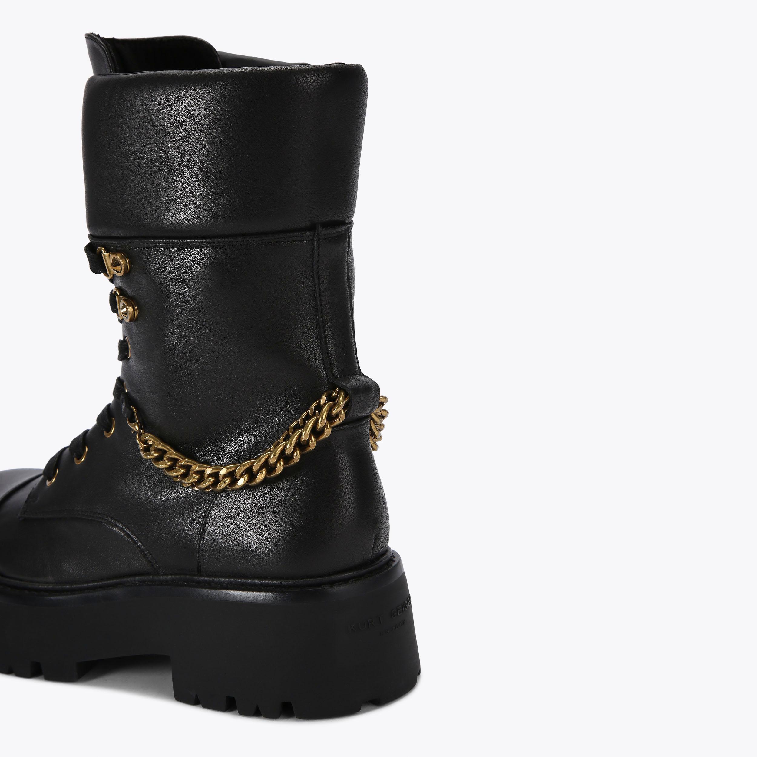 Black and gold combat boots hotsell