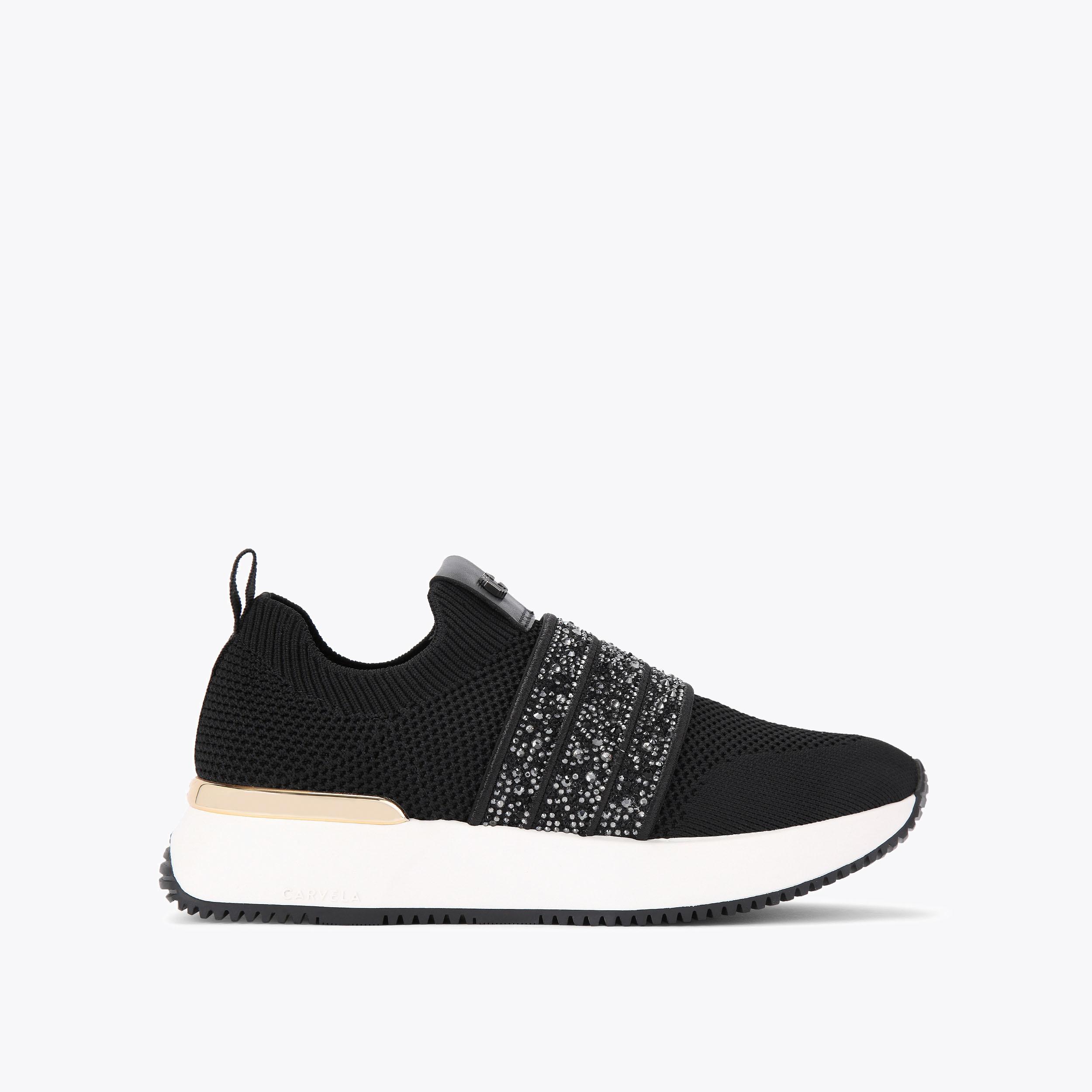 FLARE SPARKLE Black Crystal Trainer by CARVELA