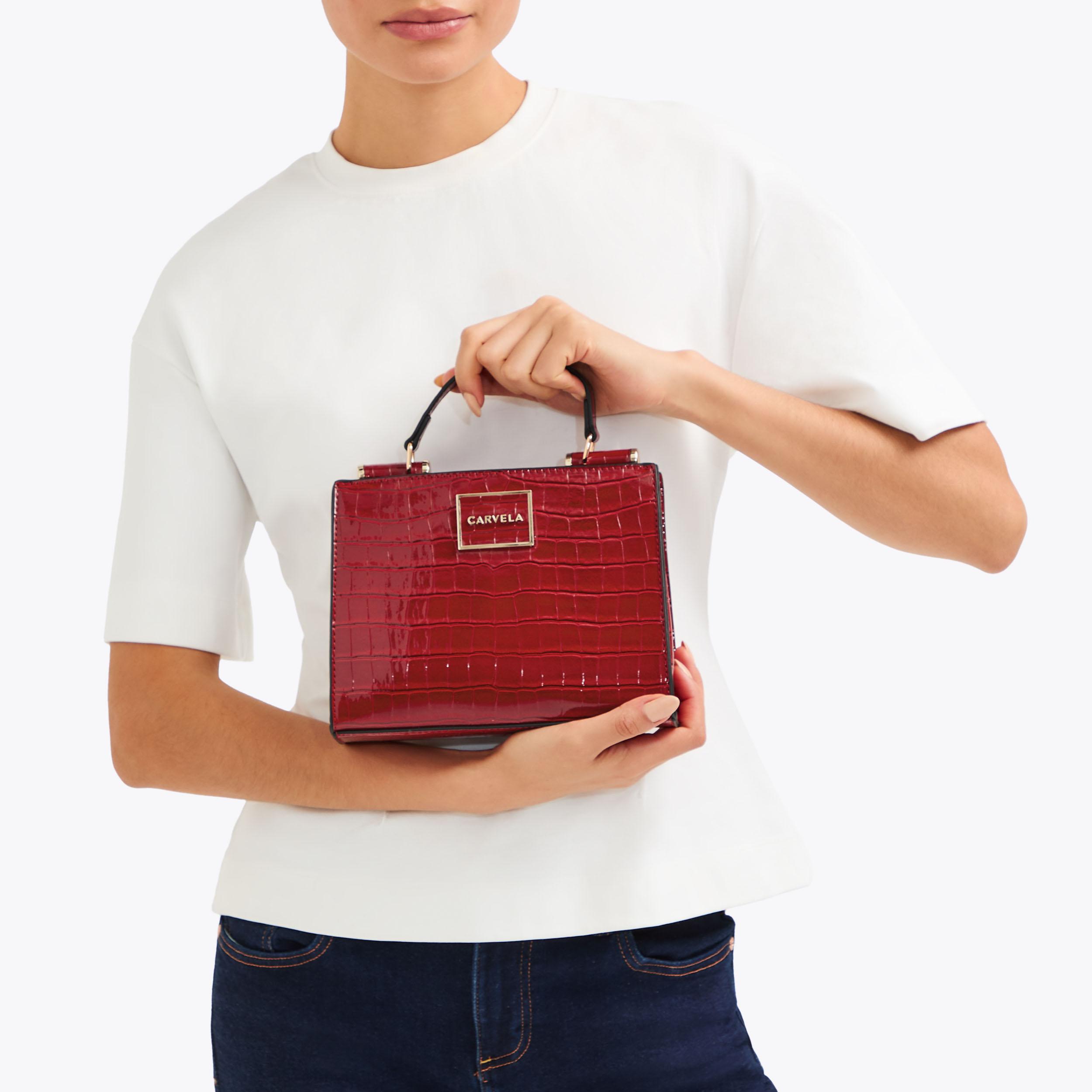 ■JILLSTUART■ Joy Mini Tote Bag 2color JLBA4F260BK JLBA4E26 JESSICA MINI TOTE 2 Red Croc Tote Bag by CARVELA