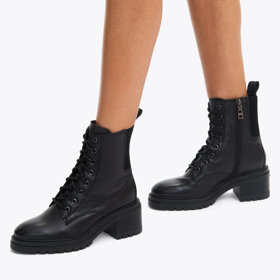 CHAMPION LACE UP Black Leather Ankle Boot by CARVELA
