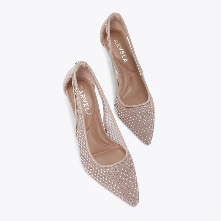 HOTSOX COURT Blush Suede Mesh Court Heel by CARVELA
