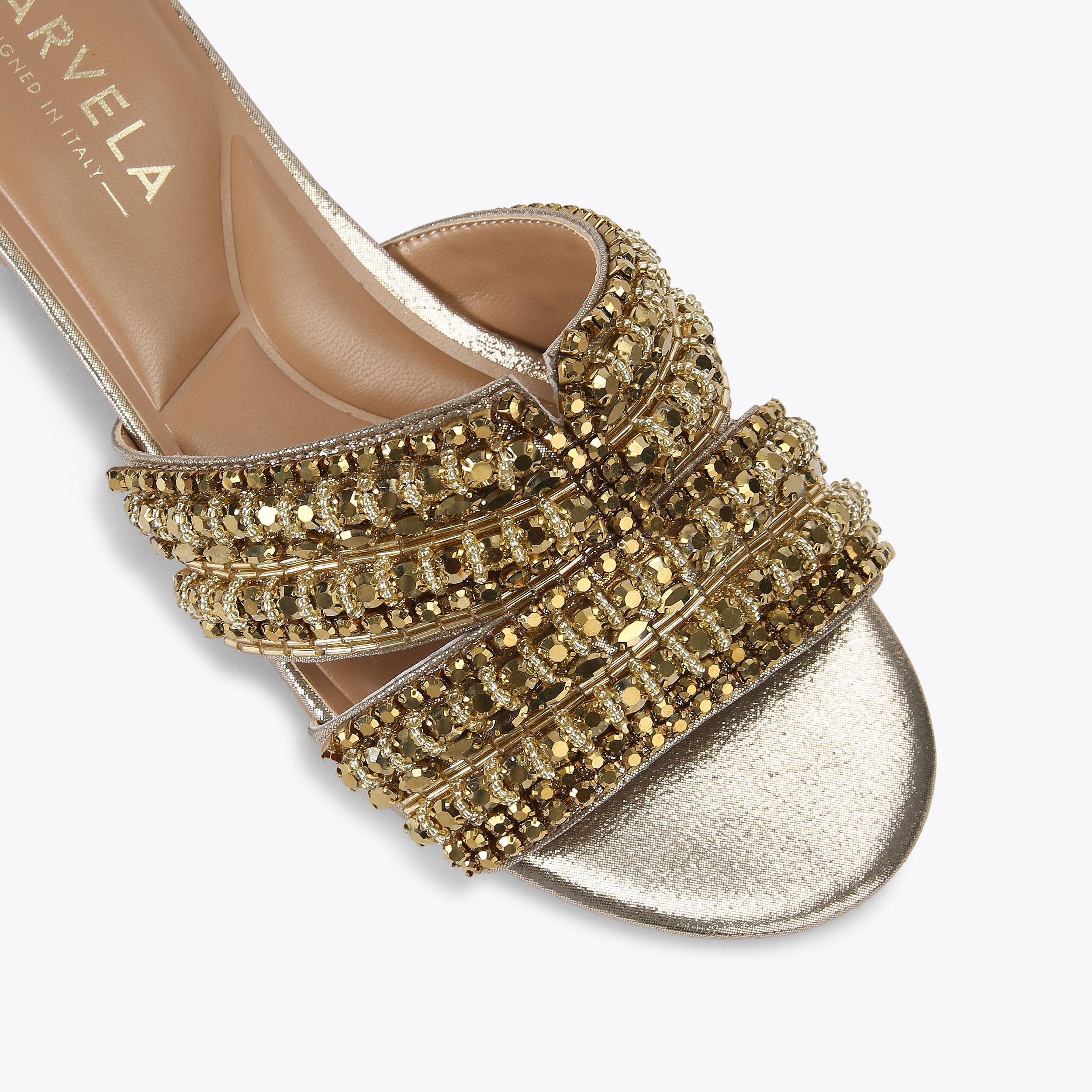 サンダル・ミュール [NICEGHOSTCLUB][X NOTTZ]HALF CUT MULE SLIPPER_CAMEL BEIGE( GALA MULE Gold Slip On Sandal by CARVELA