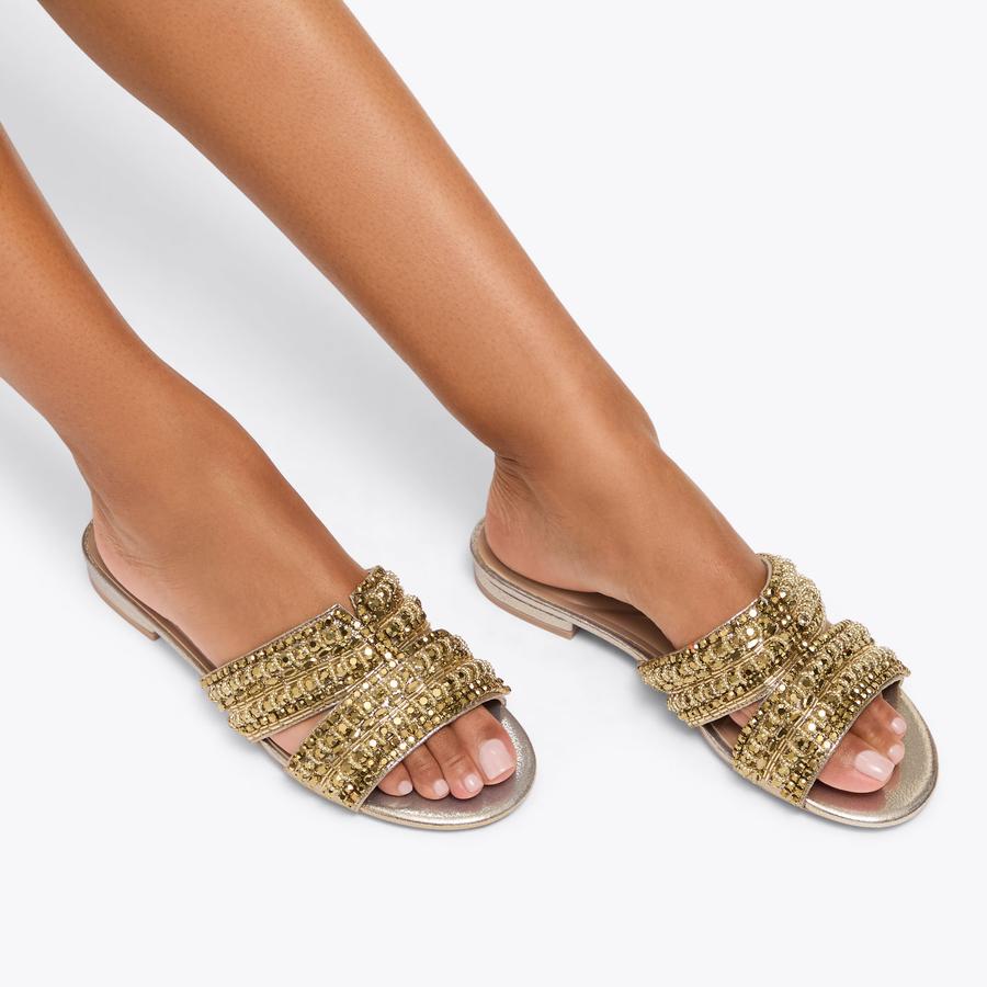 サンダル・ミュール [NICEGHOSTCLUB][X NOTTZ]HALF CUT MULE SLIPPER_CAMEL BEIGE( GALA MULE Gold Slip On Sandal by CARVELA
