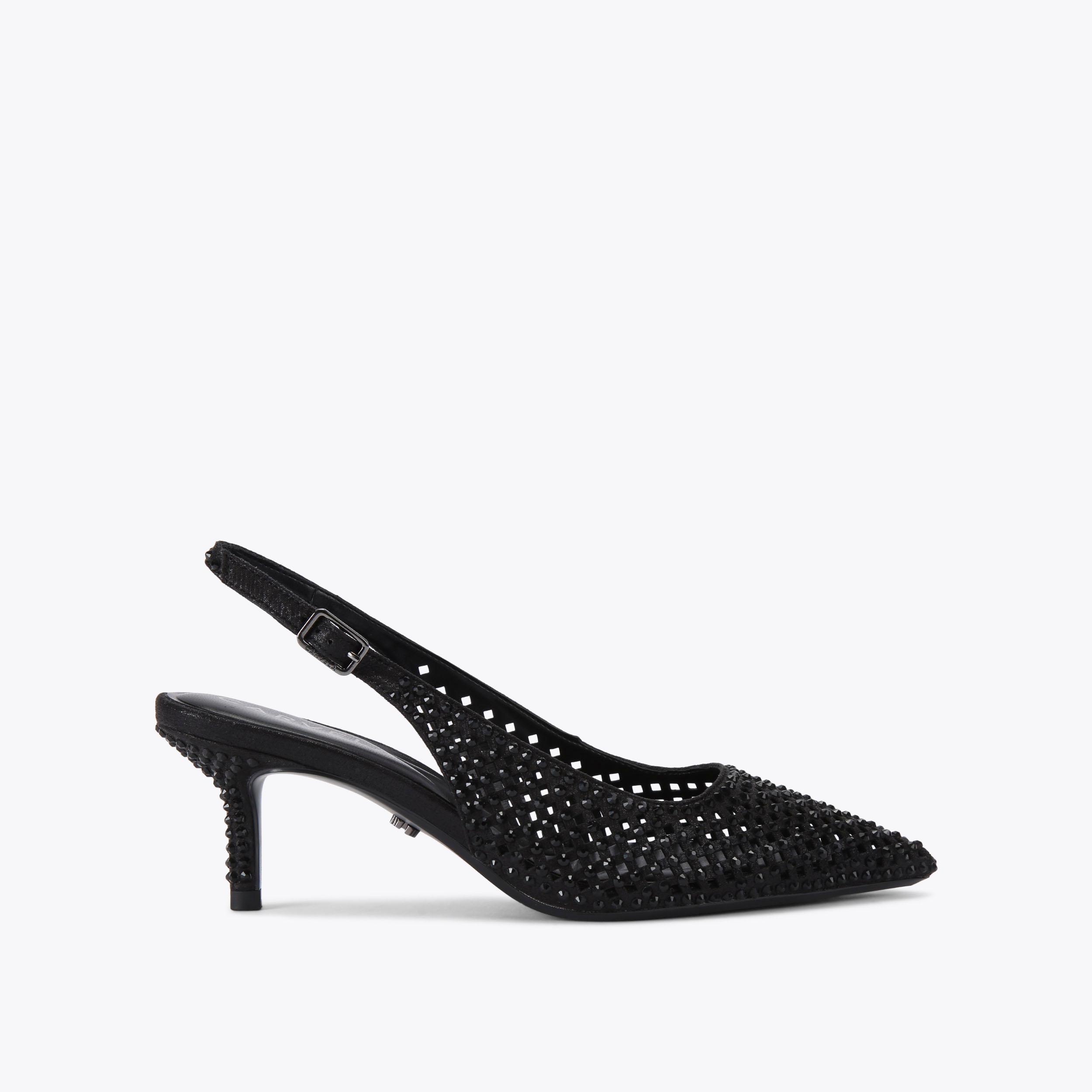 Black laser cut heels best sale