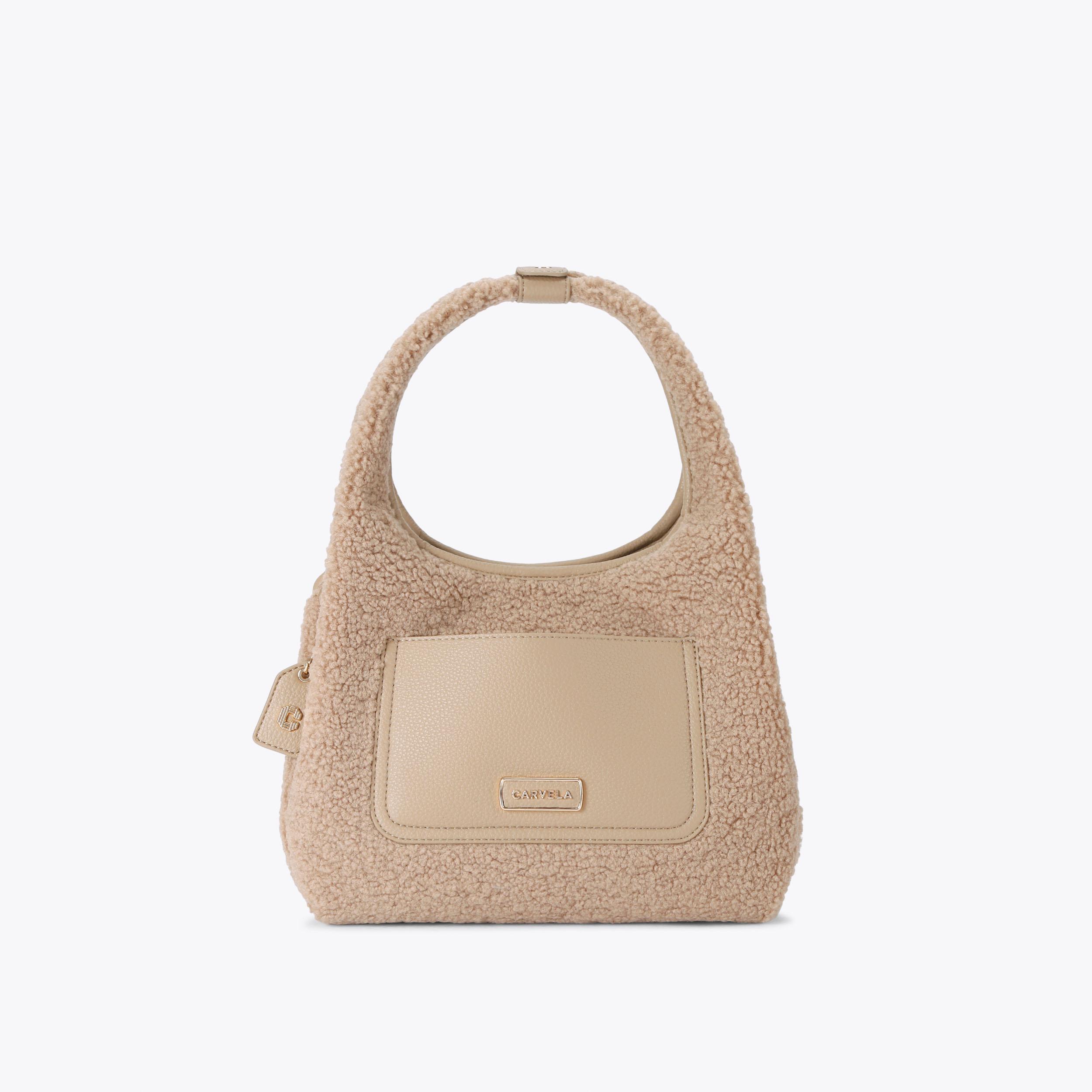 MINI MILANO Taupe Borg Shoulder Bag by CARVELA