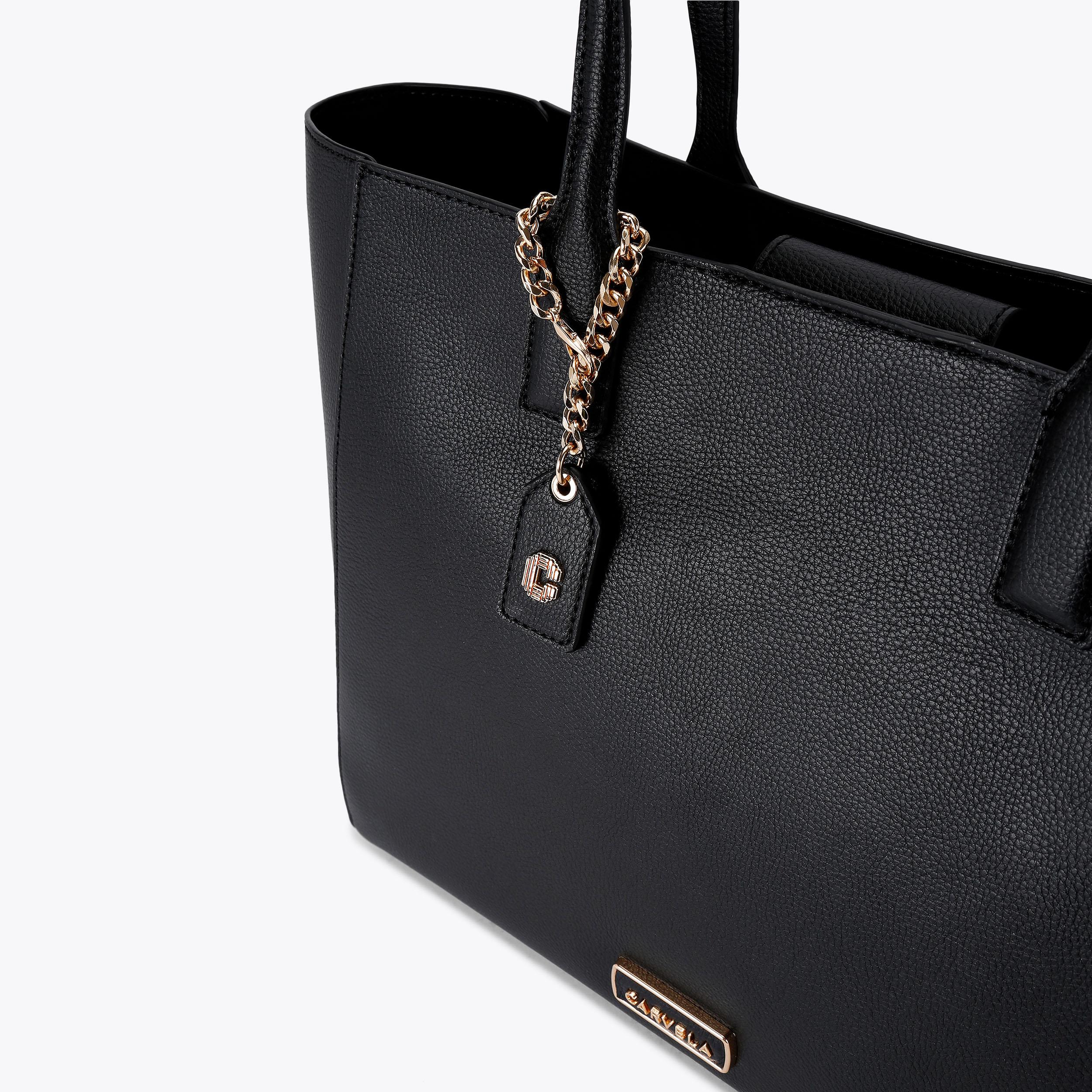 MILANO SHOPPER Black Winged Tote Bag by CARVELA