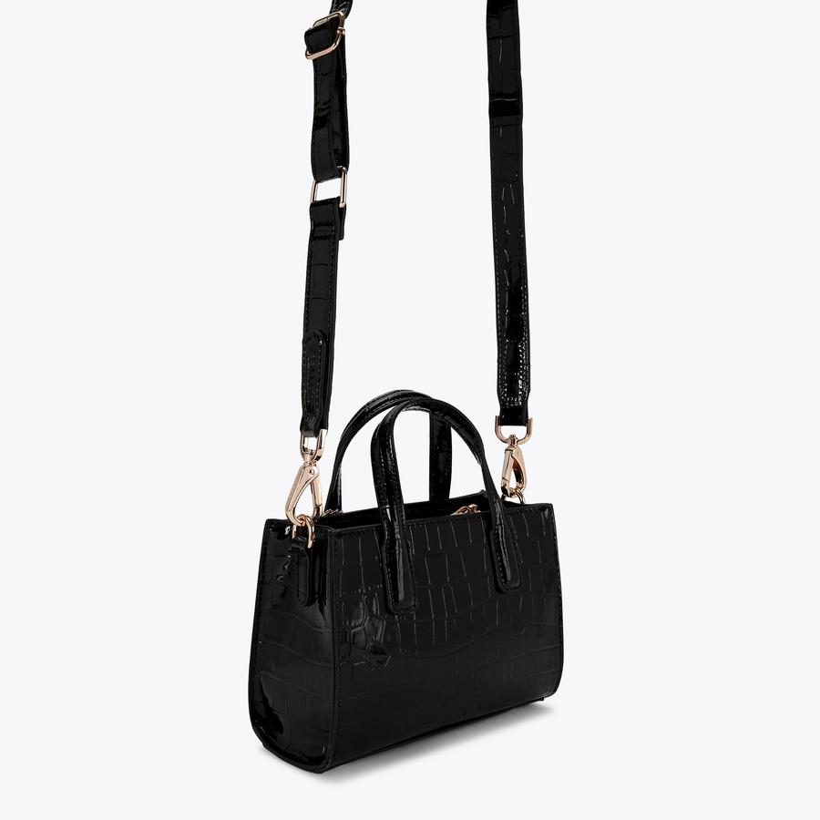ROMA CROSSBODY Black Croc Patent Cross Body Bag by CARVELA