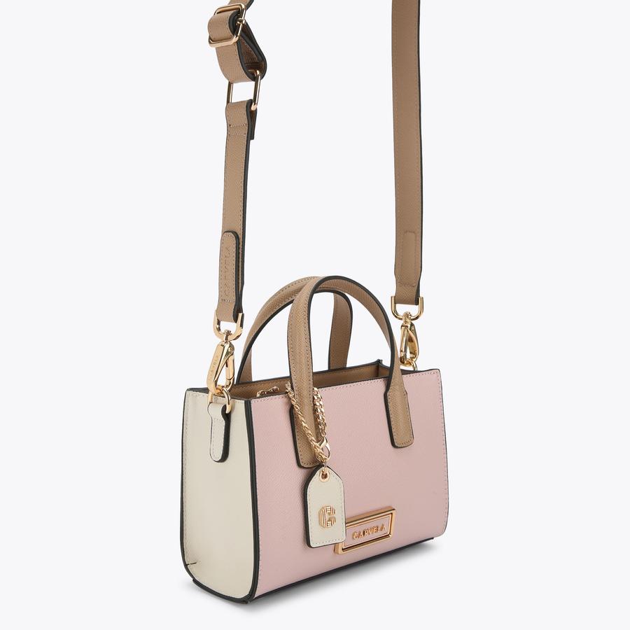 ROMA CROSSBODY Pale Pink Textured Mini Bag by CARVELA