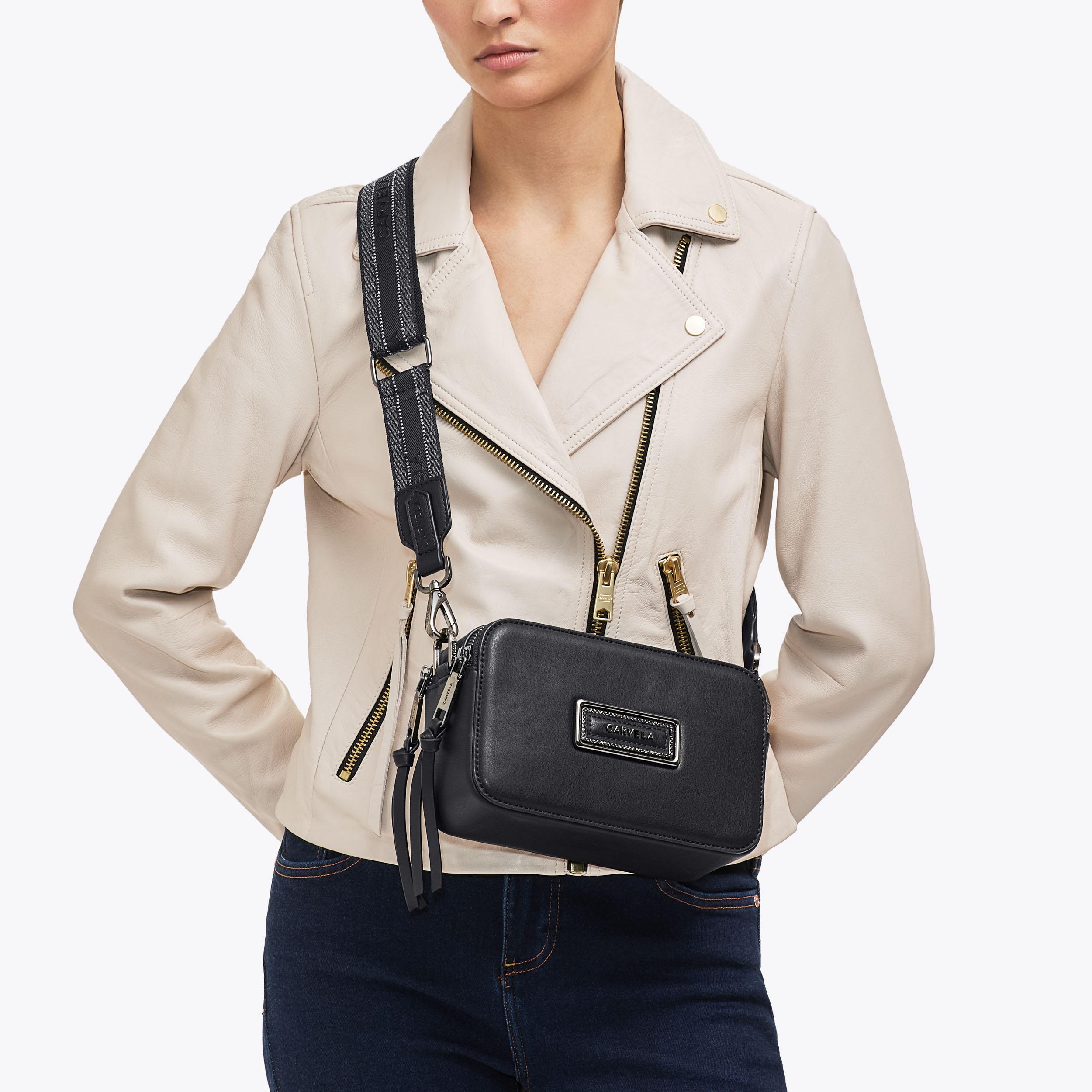 ROMA RECTANGLE CAMERA Brown Croc Camera Bag by CARVELA