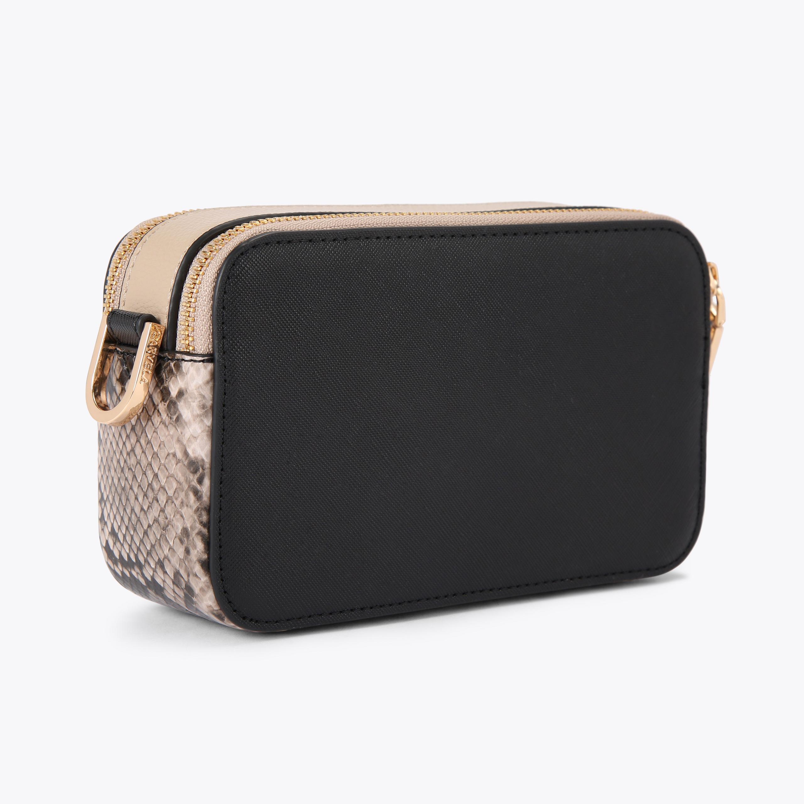 MINI ROMA CIRCLE Black Beige Cross Body Bag by CARVELA