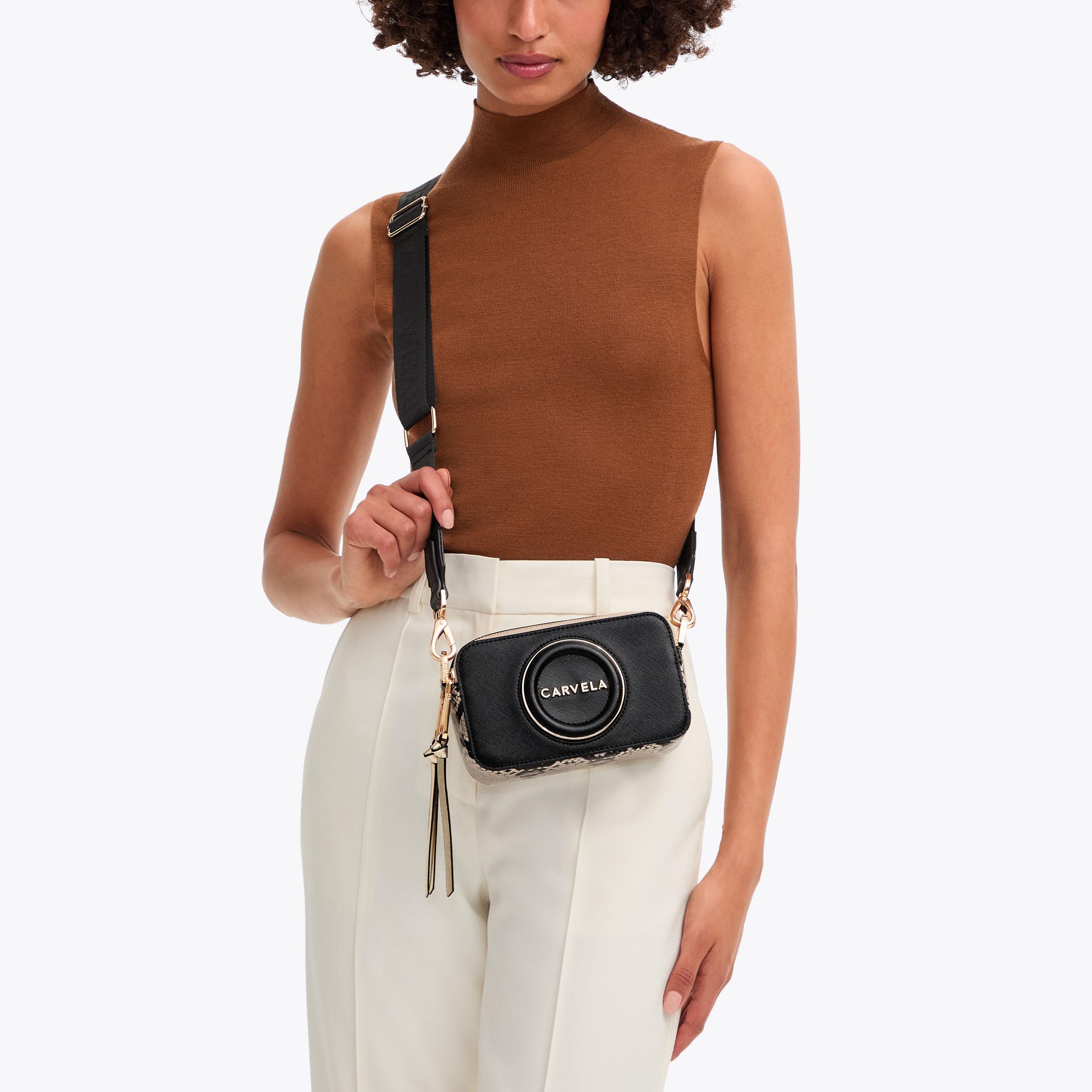 MINI ROMA CIRCLE Black Beige Cross Body Bag by CARVELA