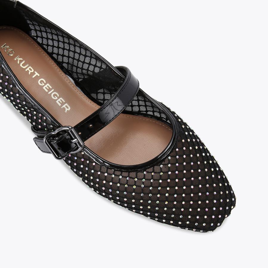 NINA MESH Black Mesh Crystal Ballet Flat by KG KURT GEIGER
