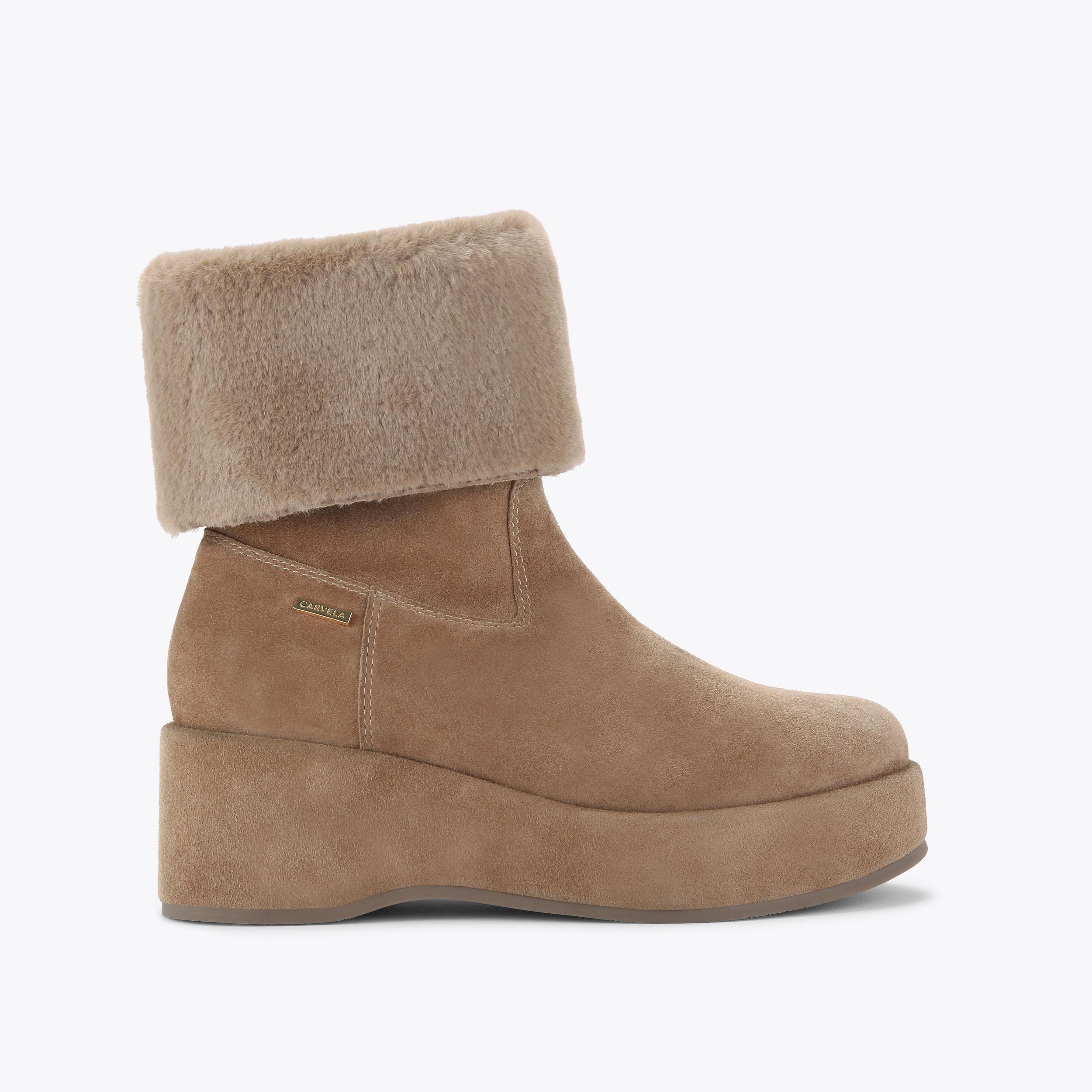 APRES FUR Taupe Suede Ankle Boot by CARVELA