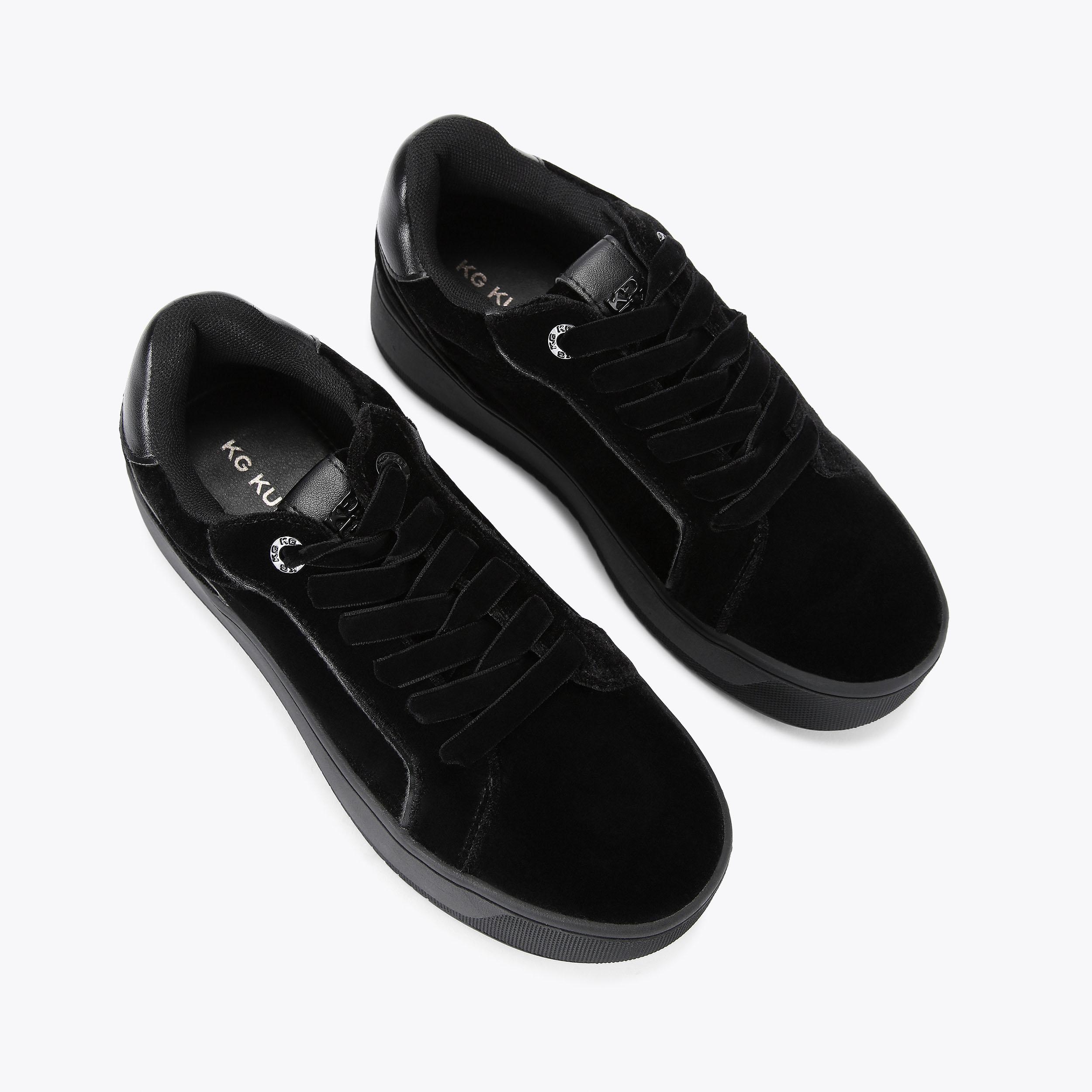 Black velvet platform trainers online